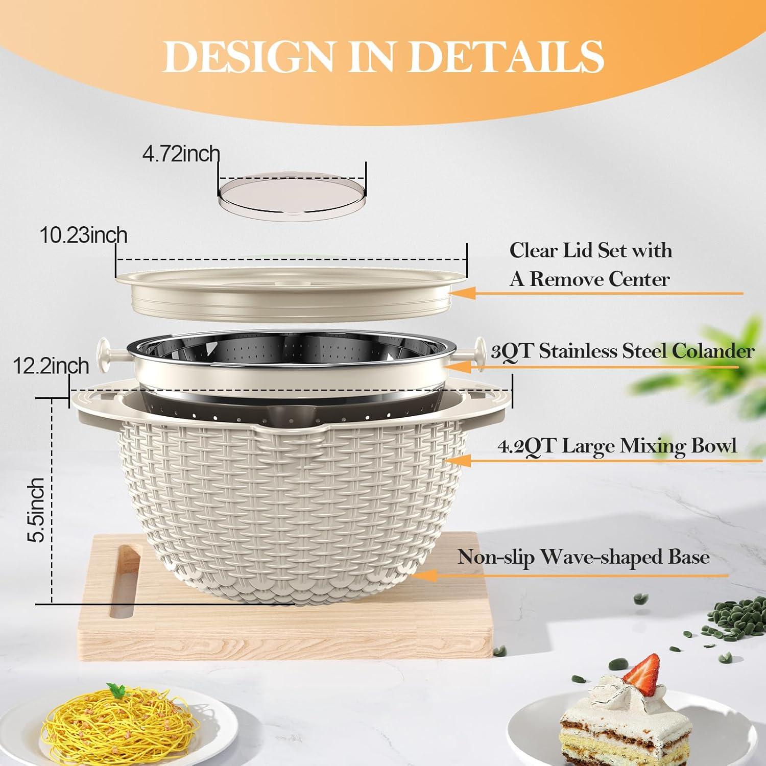 Juego de Coladores 4-en-1 STOCKPOT Beige - Drenaje y Almacenamiento