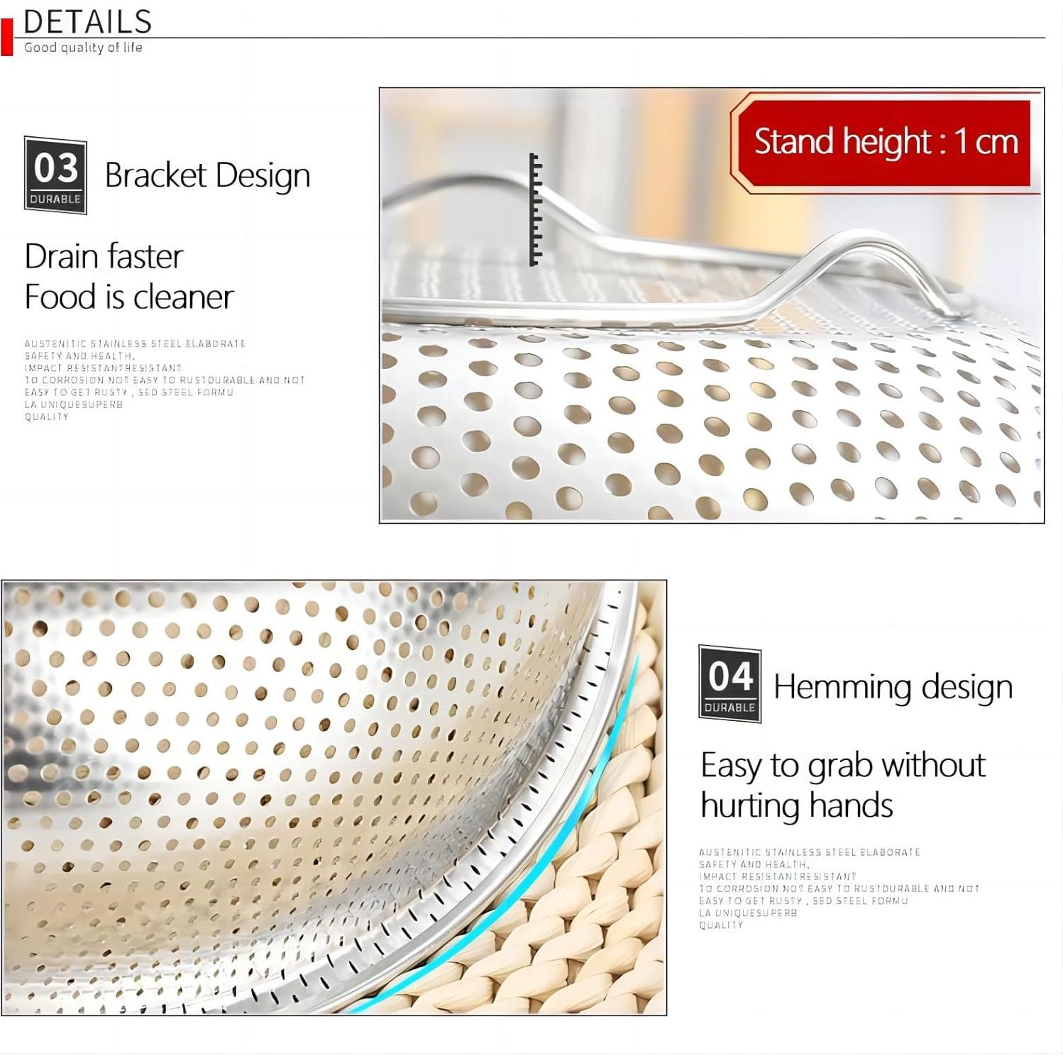 Colador de Acero Inoxidable GREATLINK 19.56 cm para Pasta y Verduras