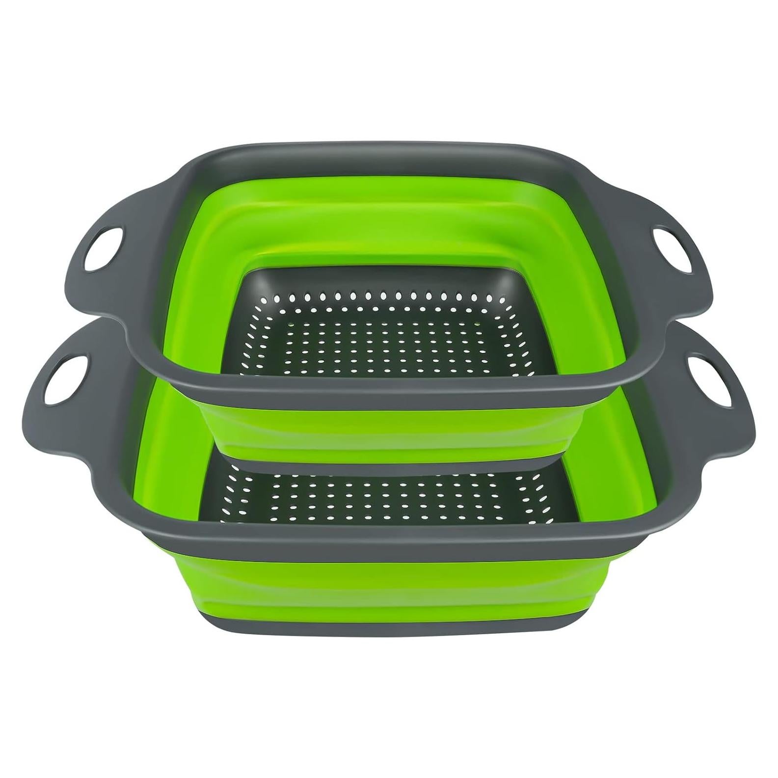 Juego de Coladores Plegables AUAUY 2 PCS Silicona Verde