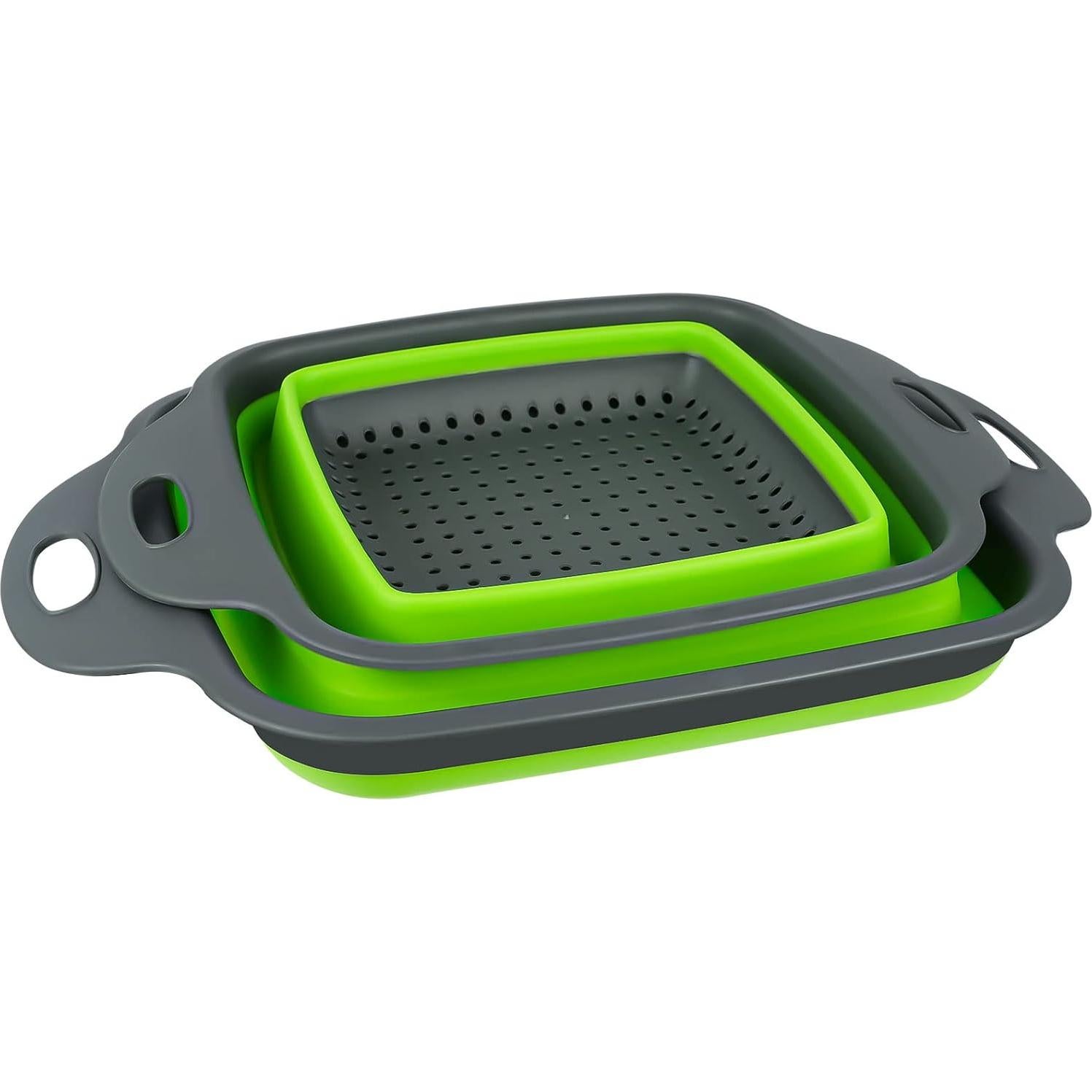 Juego de Coladores Plegables AUAUY 2 PCS Silicona Verde