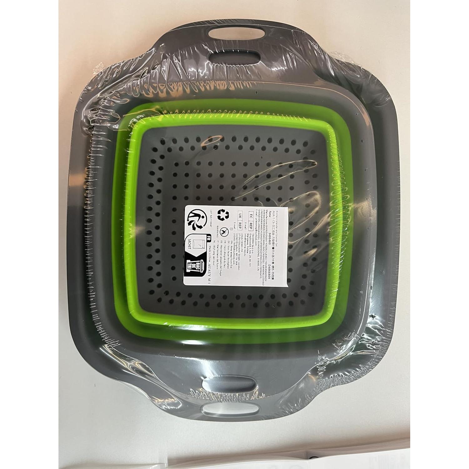 Juego de Coladores Plegables AUAUY 2 PCS Silicona Verde