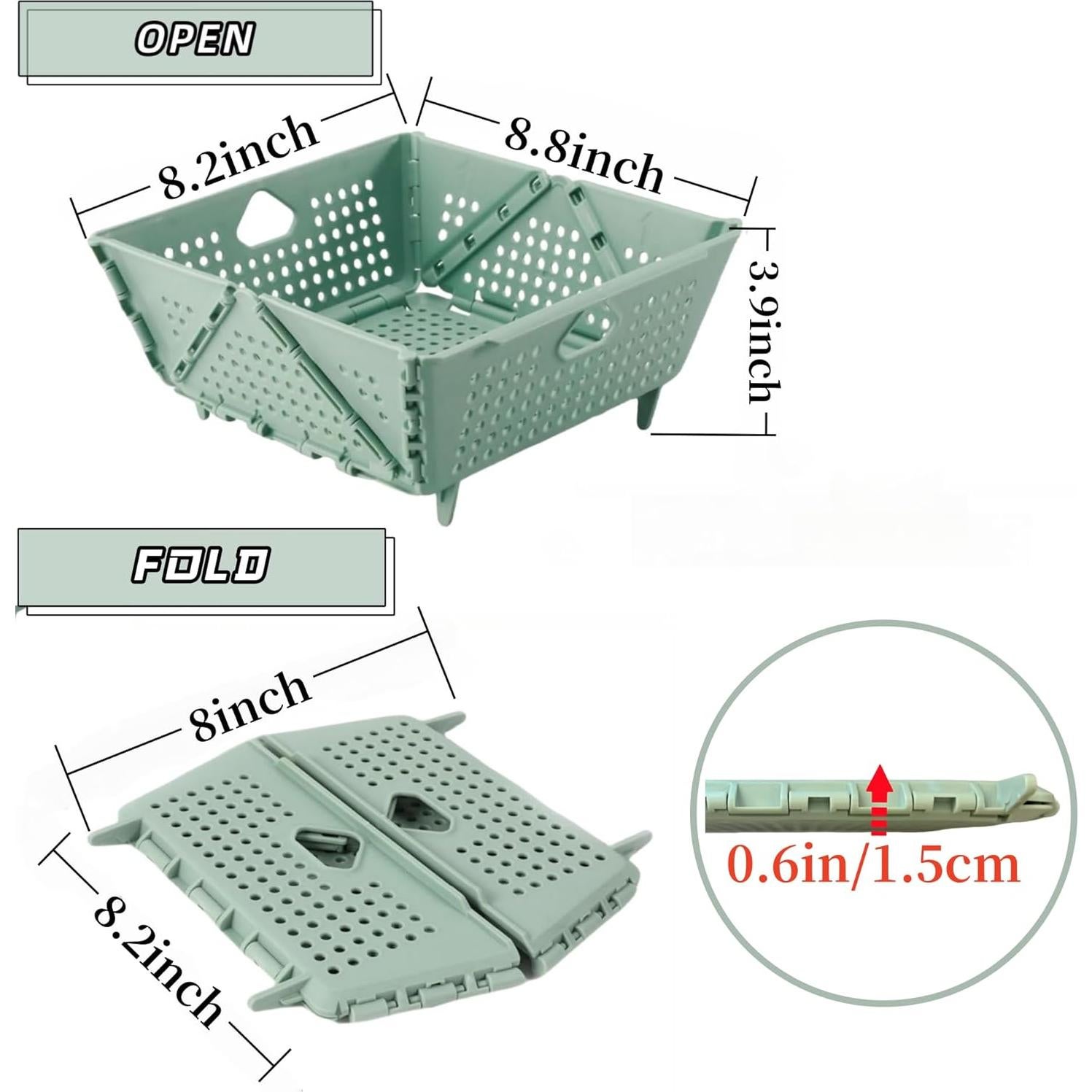 Colador Plegable Tenacisunburz Verde 21cm - Libre de BPA