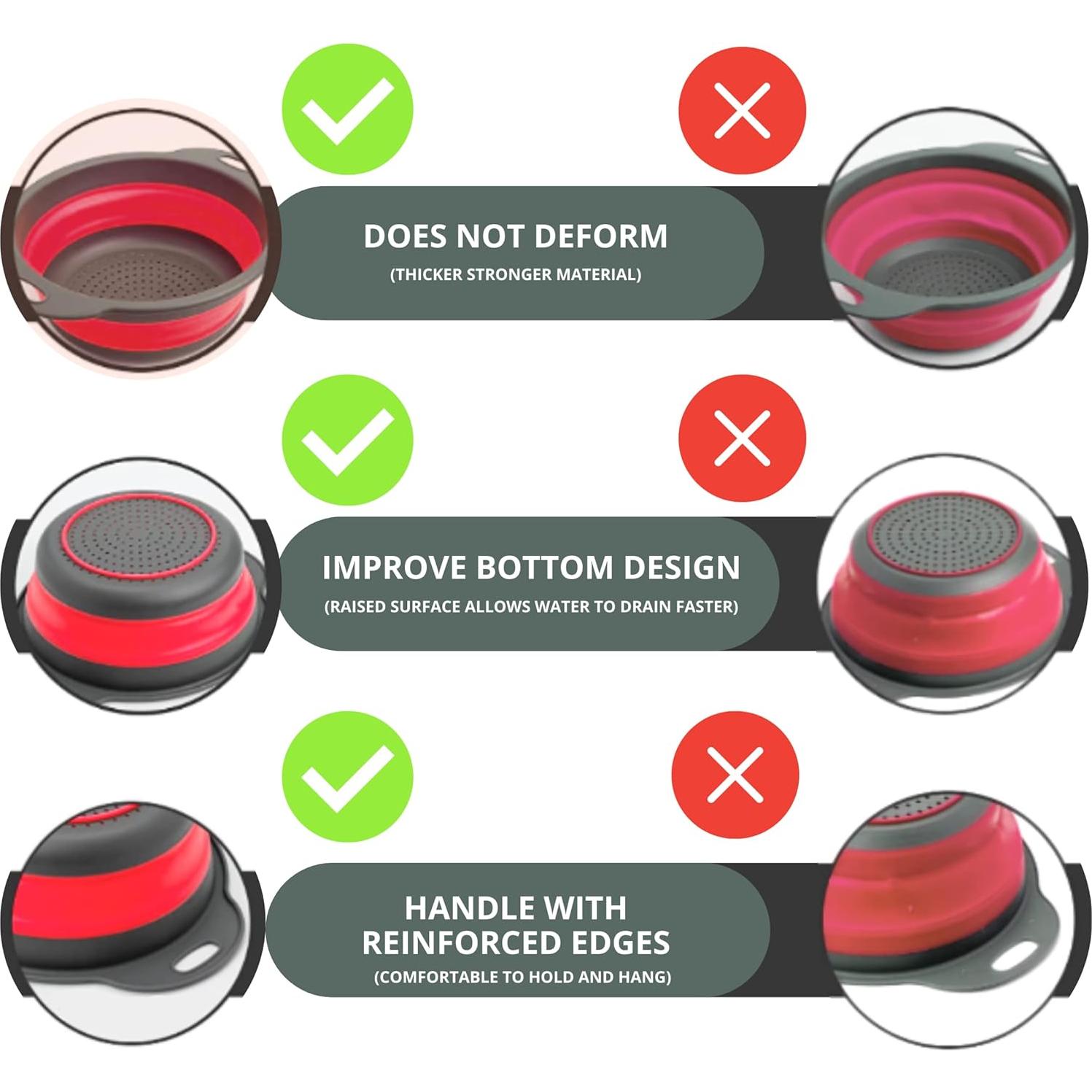 Colador Plegable de Silicona YARRD Rojo 19.8x8.1 cm