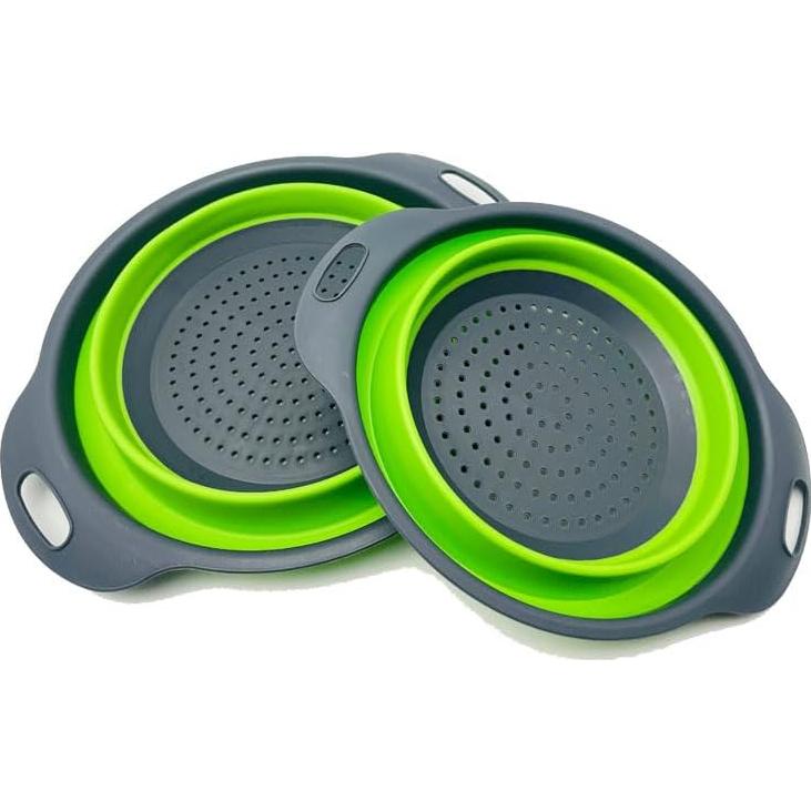 Coladores de Cocina Plegables NIWWIN - 2 Piezas Silicona Verde