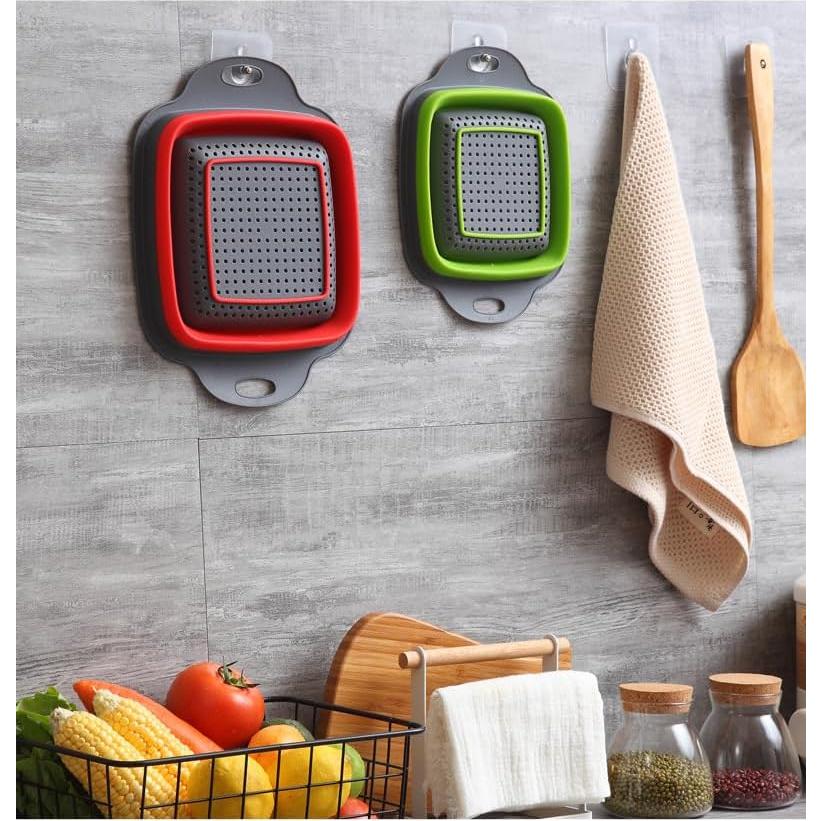 Coladores de Cocina Plegables NIWWIN - 2 Piezas Silicona Verde