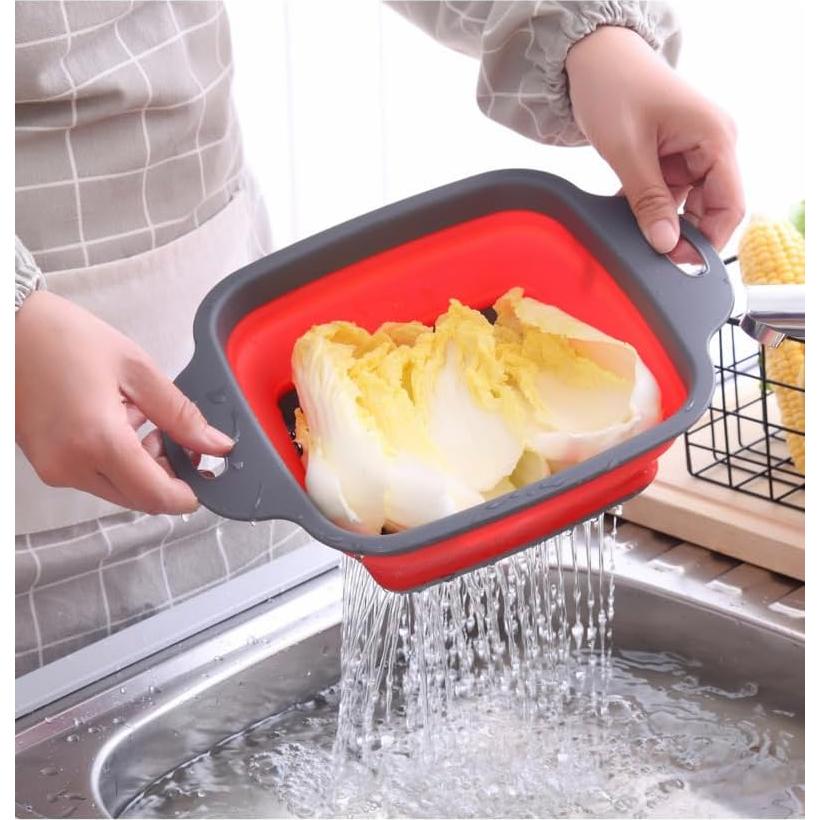 Coladores de Cocina Plegables NIWWIN - 2 Piezas Silicona Verde