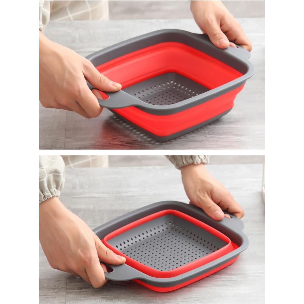 Coladores de Cocina Plegables NIWWIN - 2 Piezas Silicona Verde