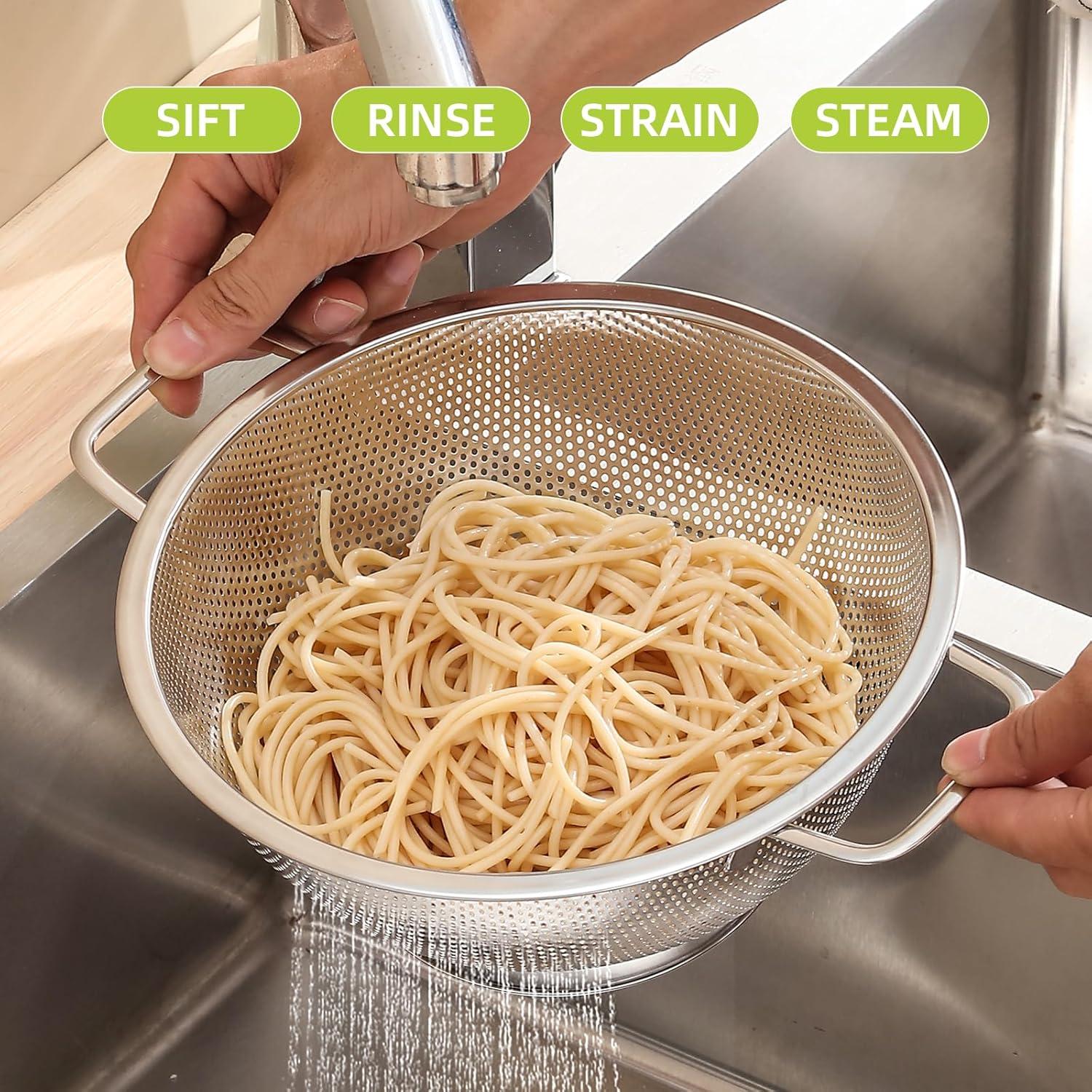 Colador de Acero Inoxidable AHIABOAT 5QT para Cocina