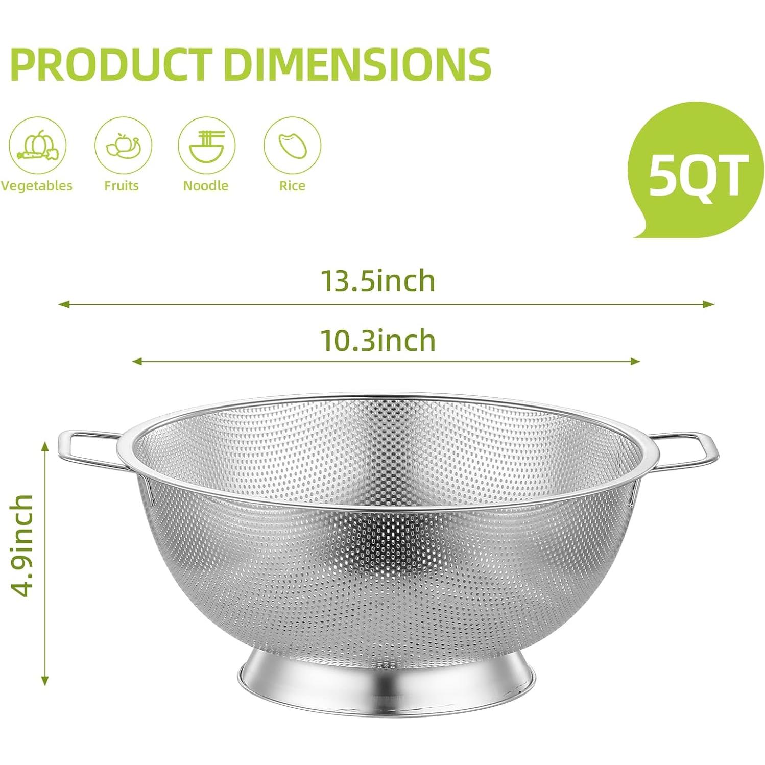 Colador de Acero Inoxidable AHIABOAT 5QT para Cocina