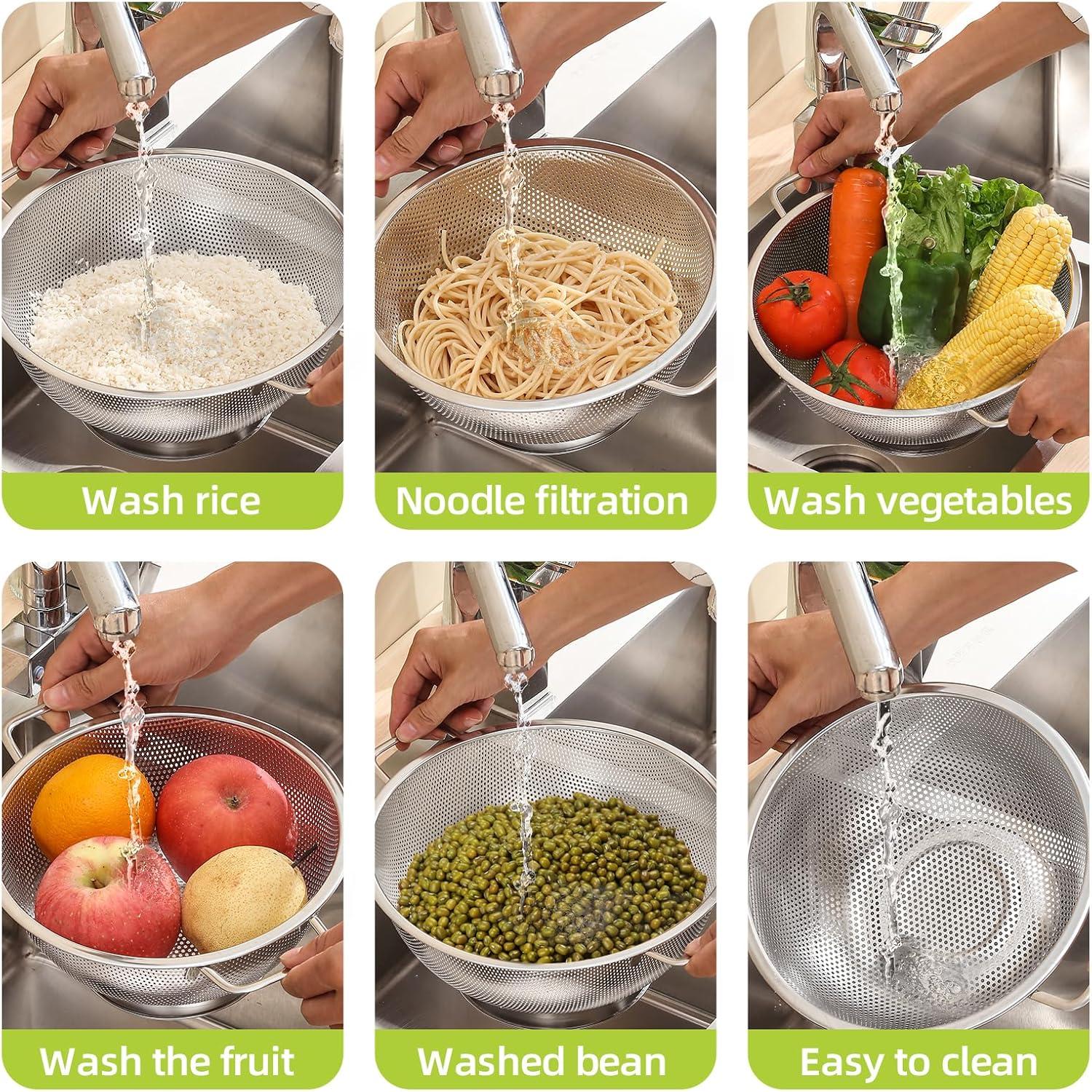 Colador de Acero Inoxidable AHIABOAT 5QT para Cocina