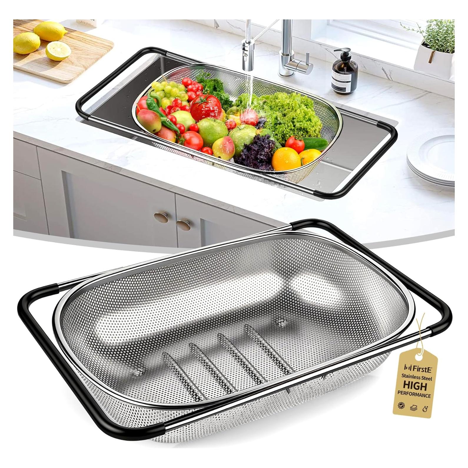 Colador de Fregadero FirstE Acero Inoxidable Expandible 34-56 cm