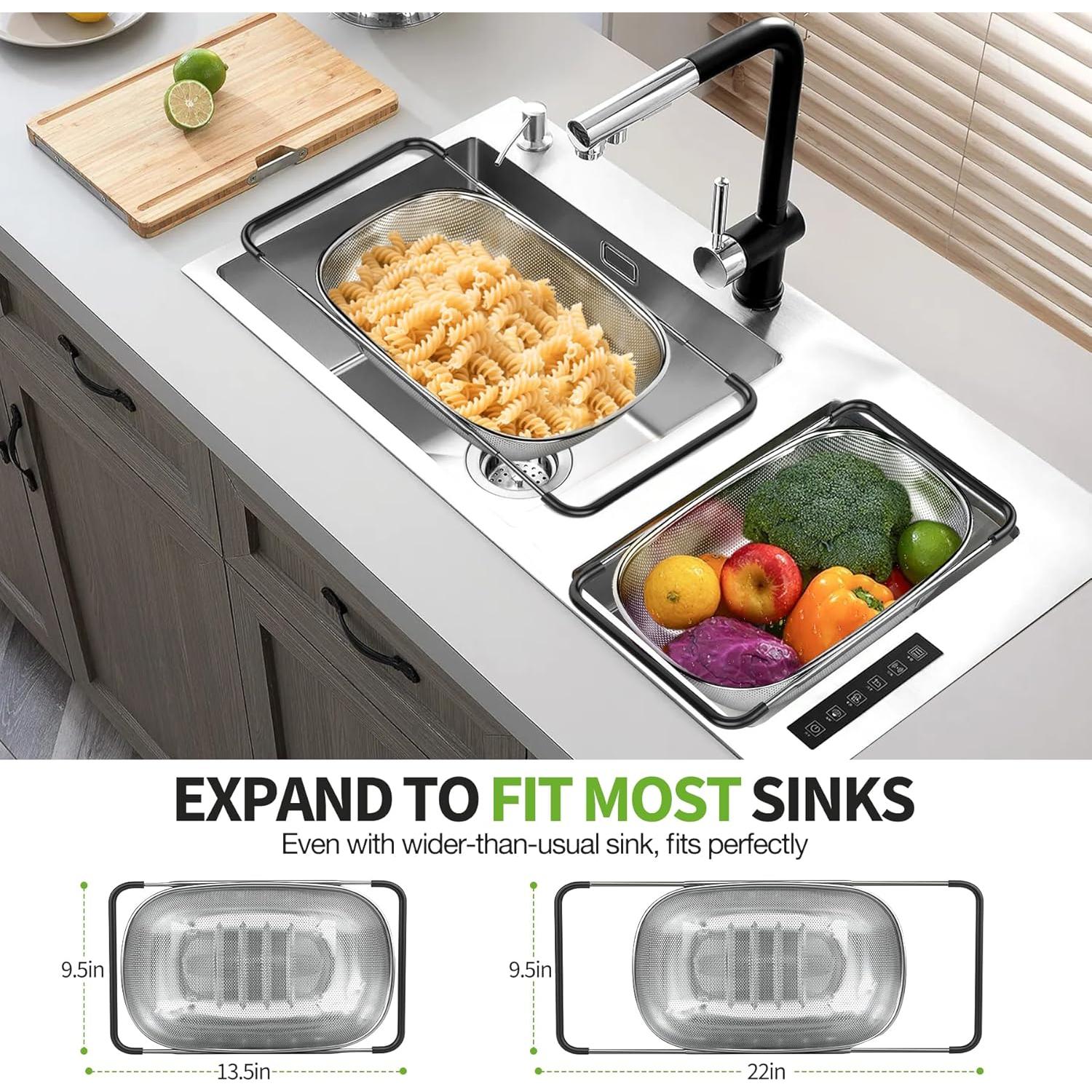 Colador de Fregadero FirstE Acero Inoxidable Expandible 34-56 cm