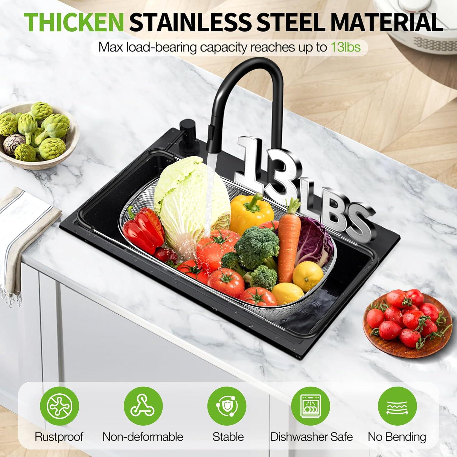 Colador de Fregadero FirstE Acero Inoxidable Expandible 34-56 cm