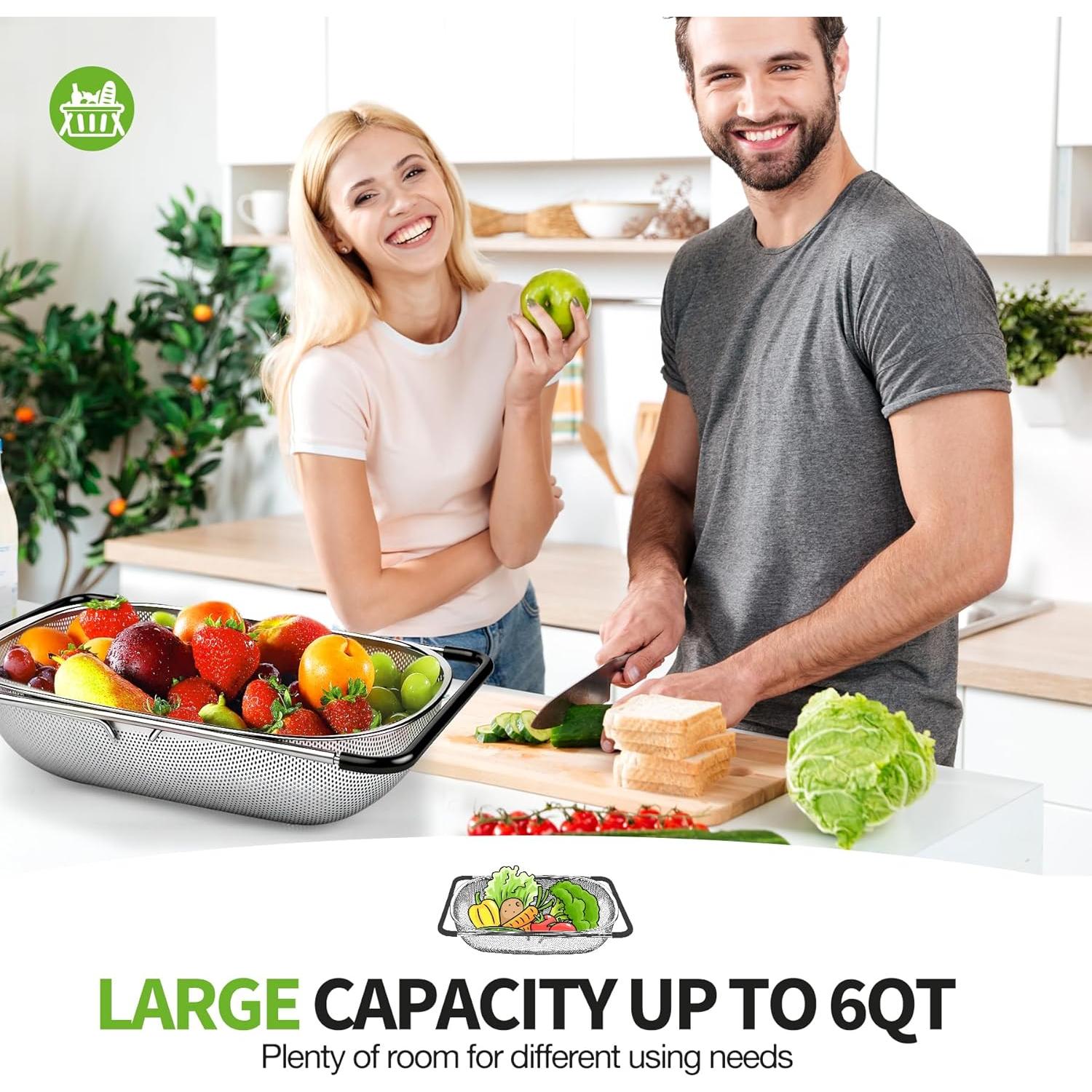 Colador de Fregadero FirstE Acero Inoxidable Expandible 34-56 cm