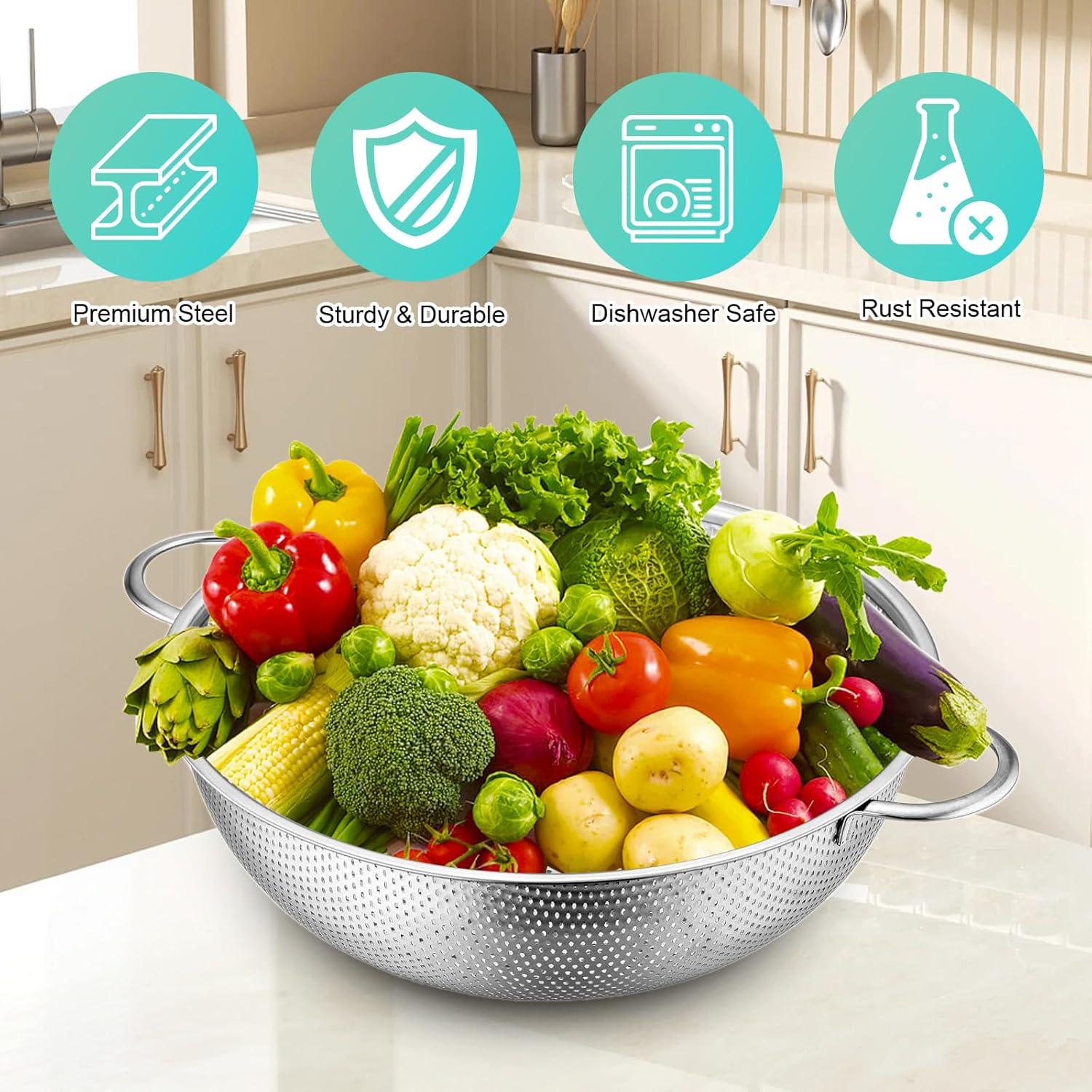 Colador de Acero Inoxidable JIDSPWLS 22.4 cm 3QT para Cocina