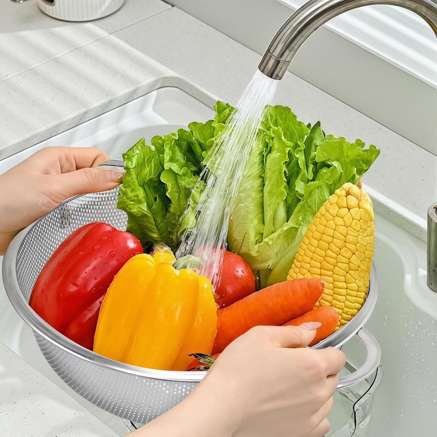 Colador de Acero Inoxidable JIDSPWLS 22.4 cm 3QT para Cocina