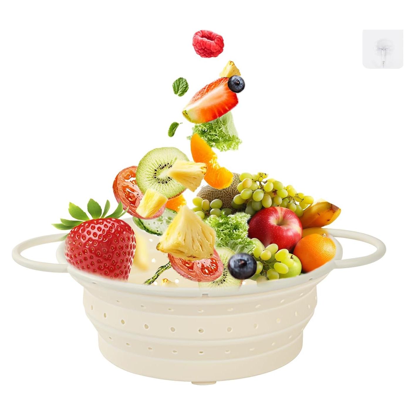 Colador Plegable de Silicona Kkioiome 33.5 cm Blanco