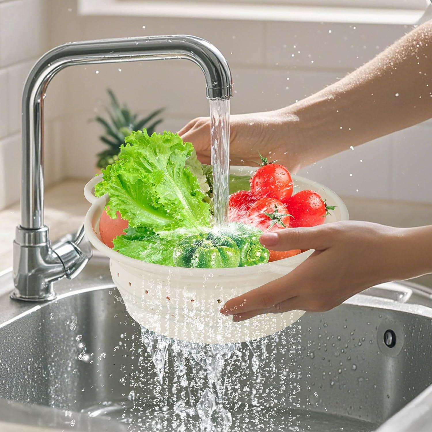 Colador Plegable de Silicona Kkioiome 33.5 cm Blanco