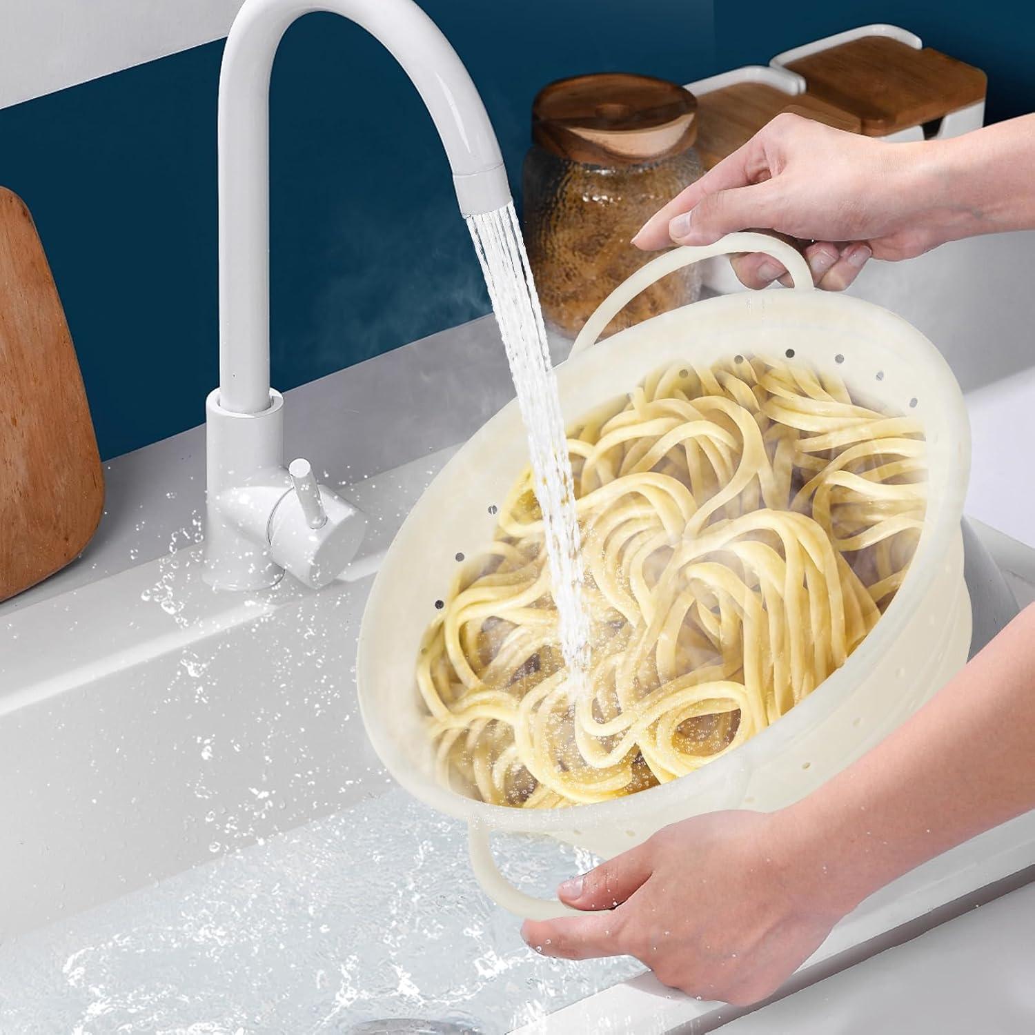 Colador Plegable de Silicona Kkioiome 33.5 cm Blanco