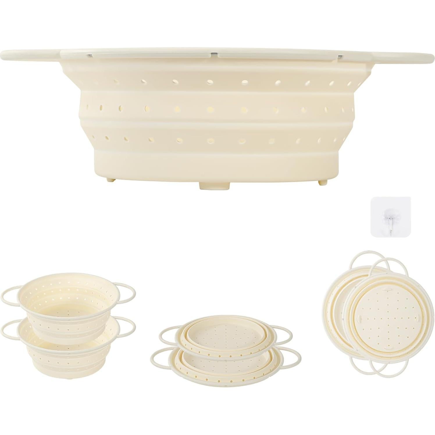 Colador Plegable de Silicona Kkioiome 33.5 cm Blanco