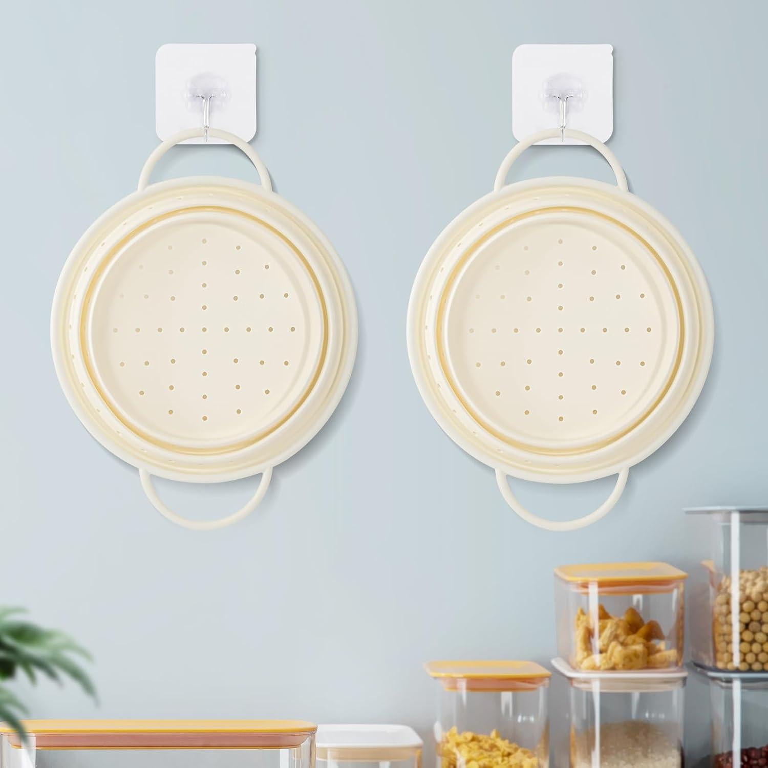 Colador Plegable de Silicona Kkioiome 33.5 cm Blanco