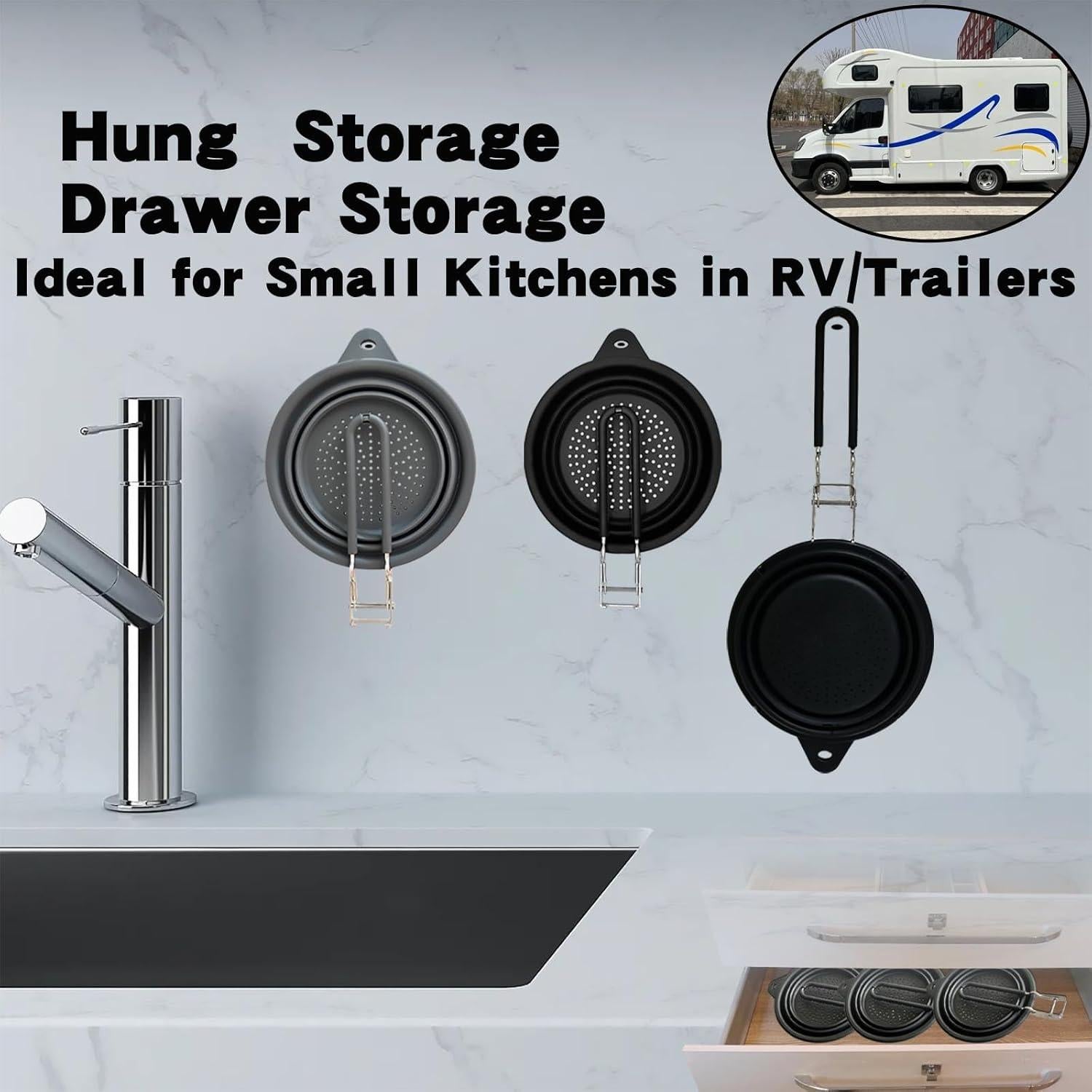 Colador de Silicona Plegable WIDVIH Gris 39x17.5 cm