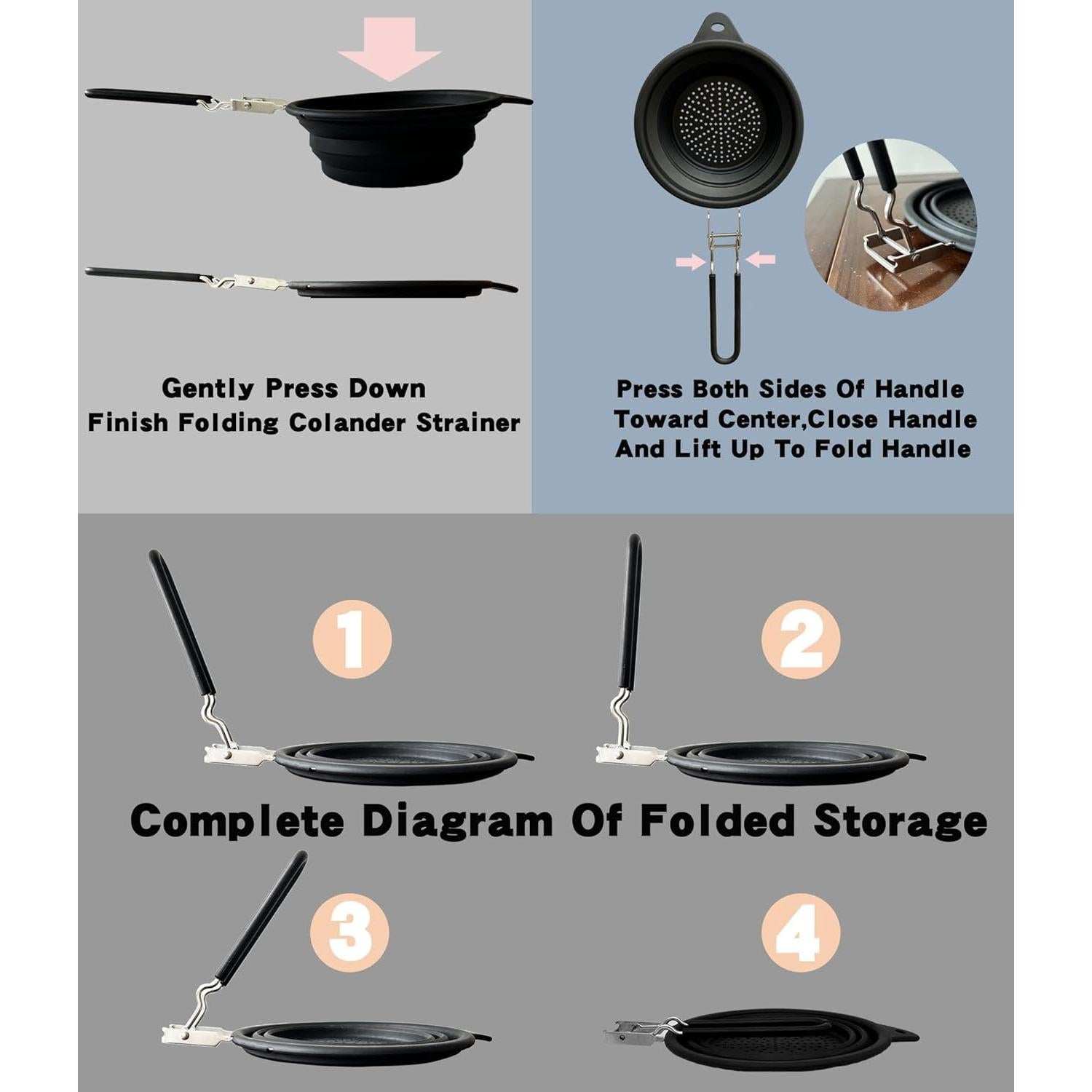 Colador de Silicona Plegable WIDVIH Gris 39x17.5 cm