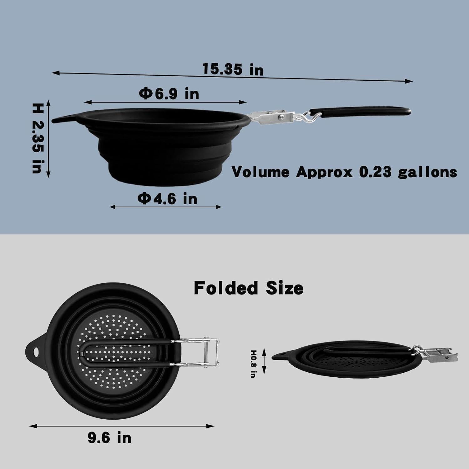Colador de Silicona Plegable WIDVIH Gris 39x17.5 cm