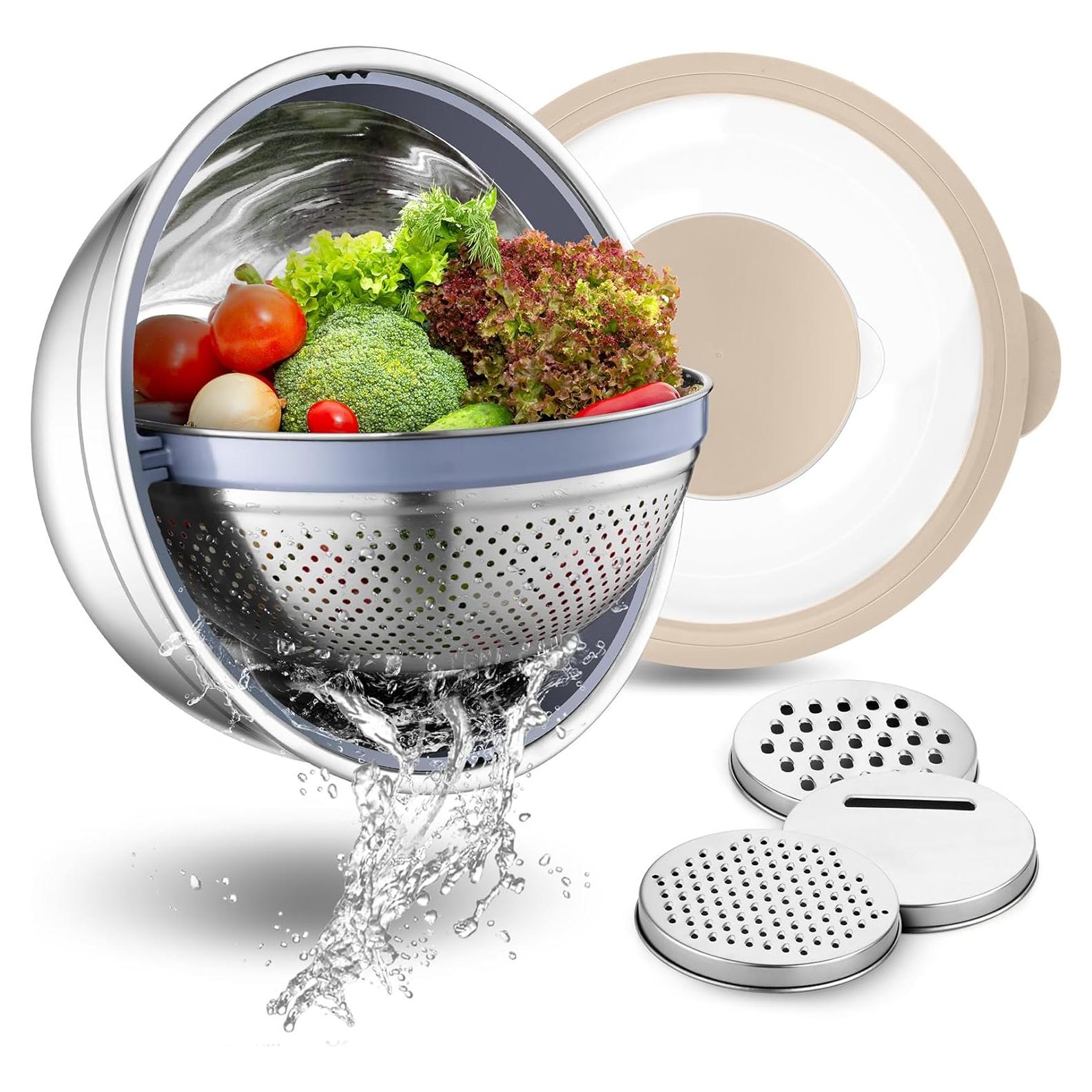 Juego de Colador y Tazón P&P CHEF Acero Inoxidable 4 en 1