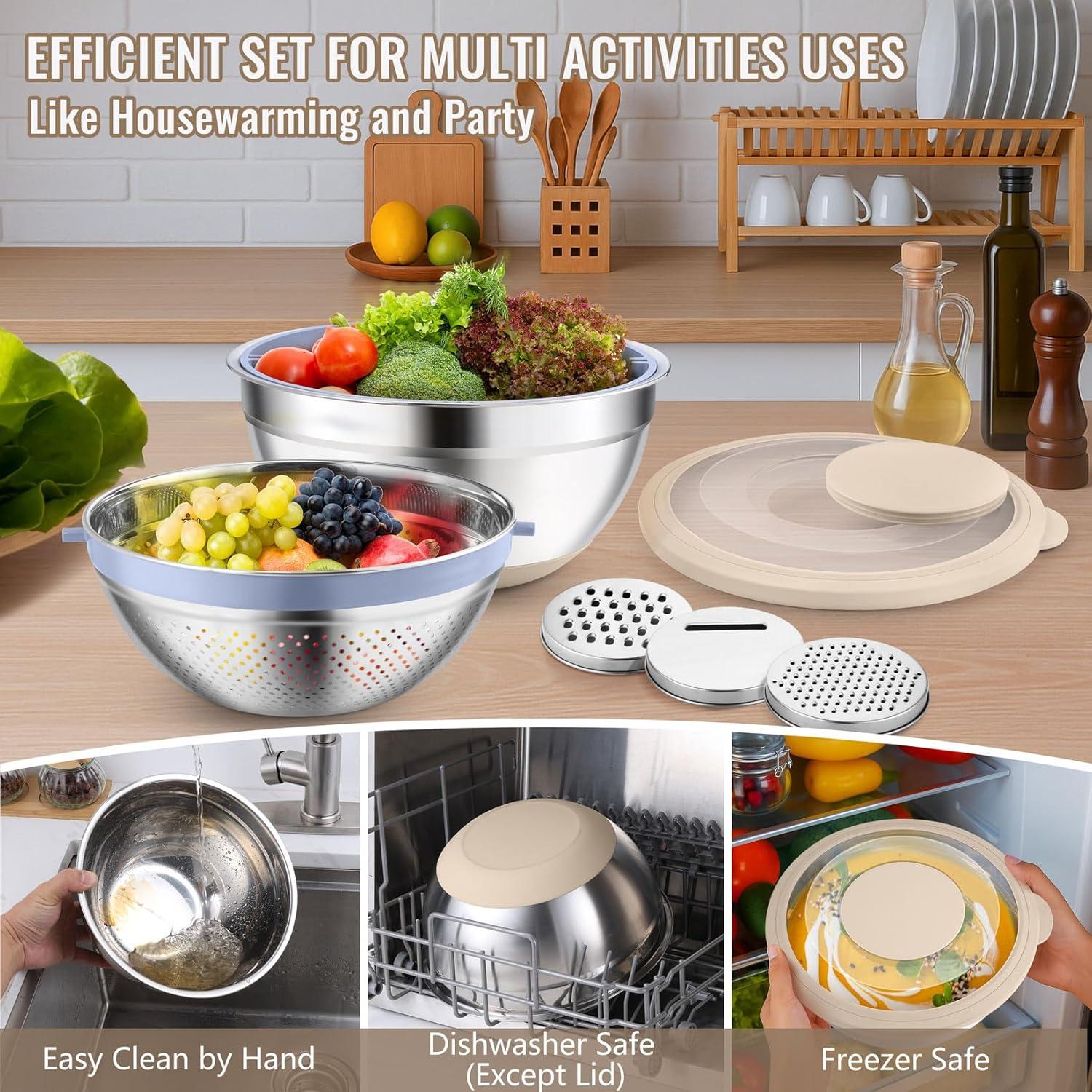 Juego de Colador y Tazón P&P CHEF Acero Inoxidable 4 en 1