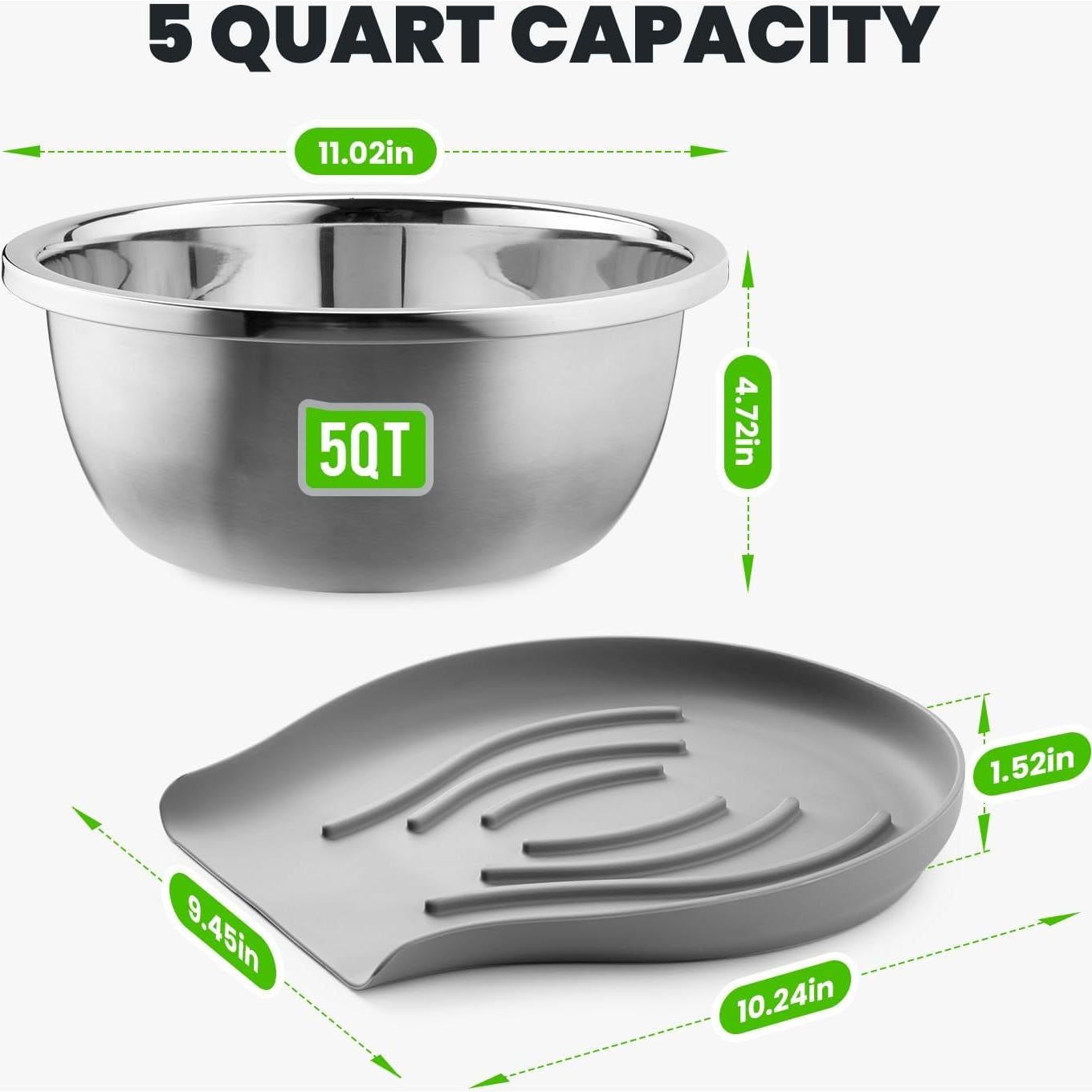 Colador de Acero Inoxidable 304 Coinicxcel 5QT con Base Silicona