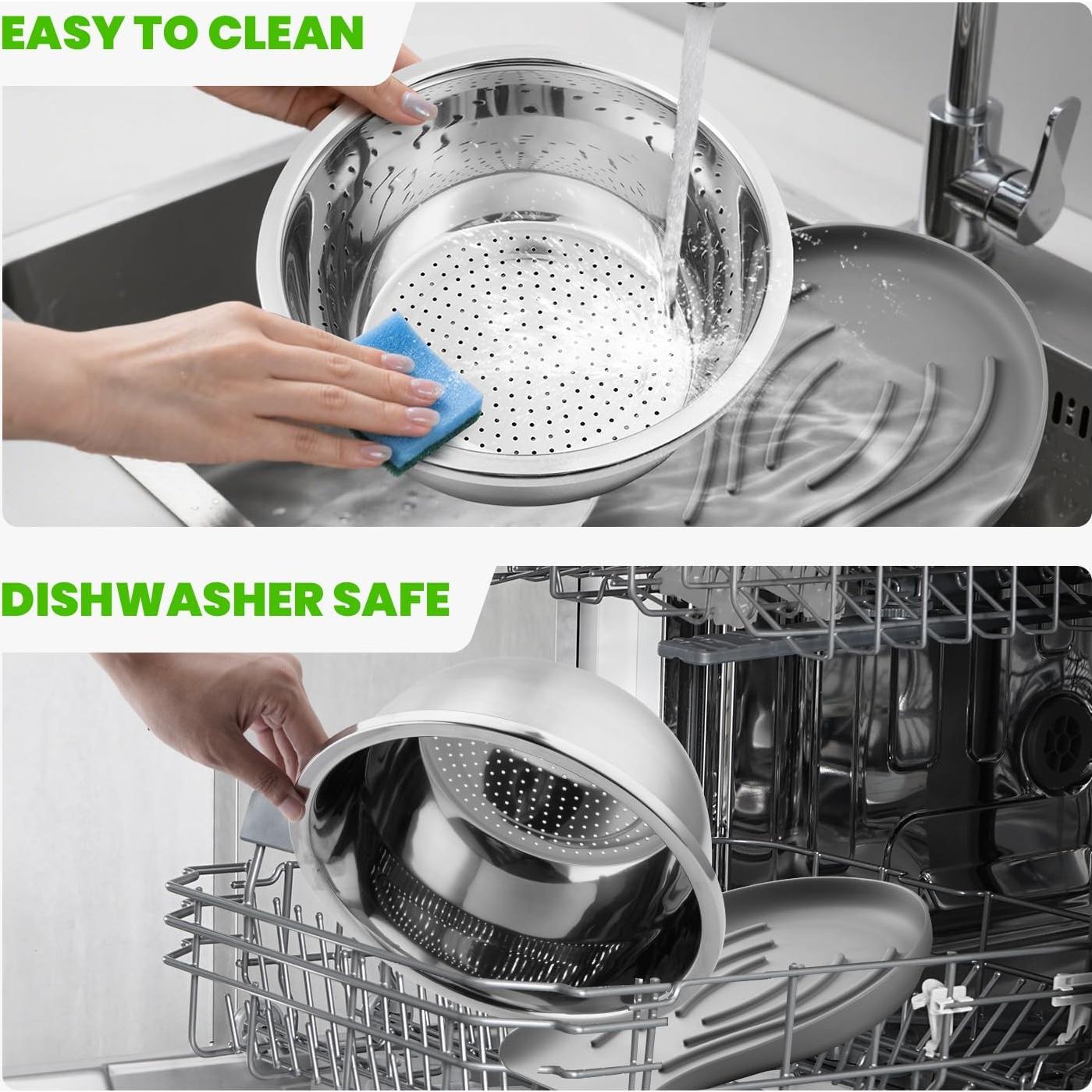 Colador de Acero Inoxidable 304 Coinicxcel 5QT con Base Silicona