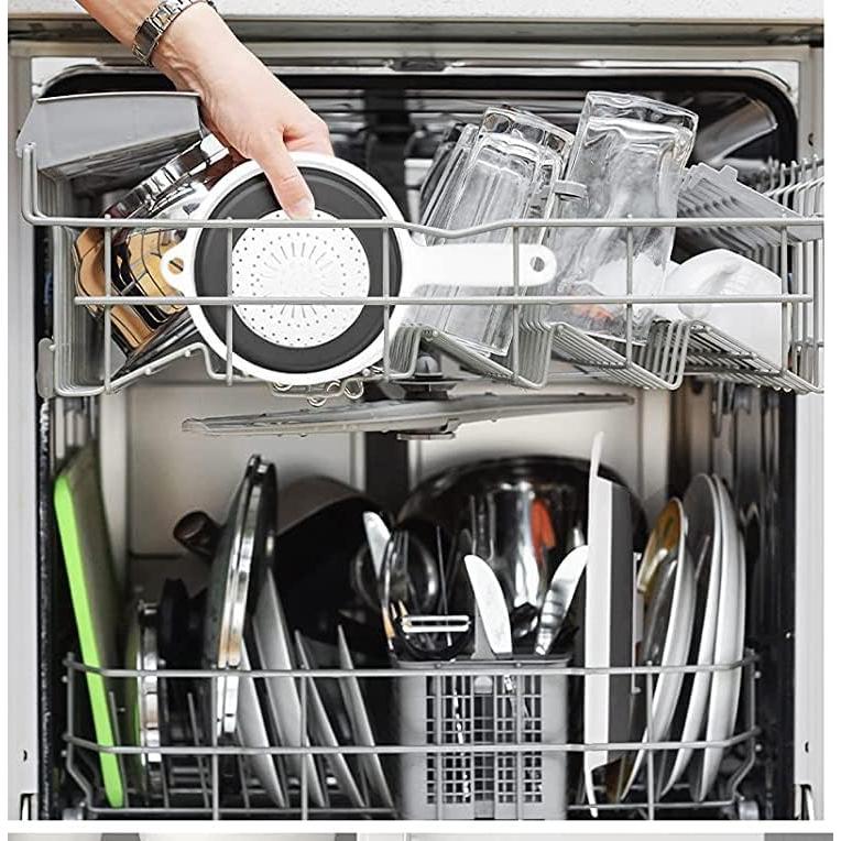 Colador Plegable Brandobay de Silicona 38.5x22.3 cm - Blanco y Gris