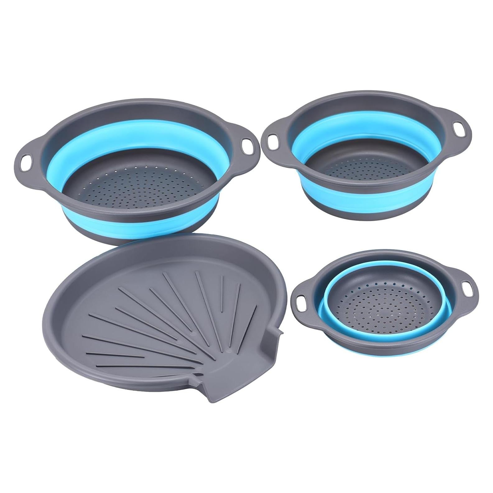 Juego de Coladores Plegables Cluren 3 Piezas con Base Universal