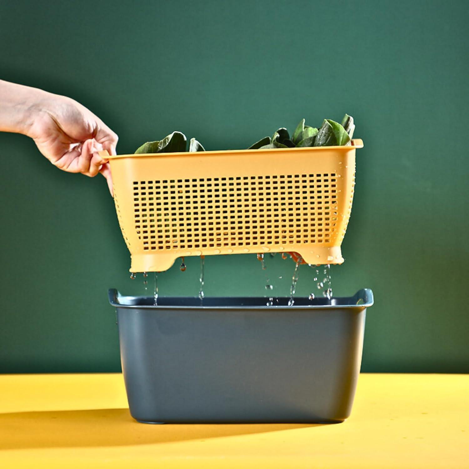 Colador de Cocina McLLinzo 2 en 1 Grande Azul/Amarillo