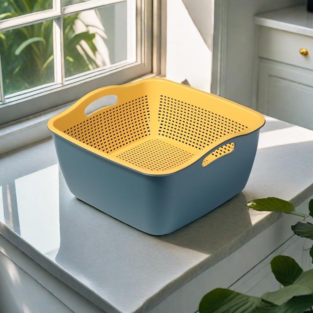 Colador de Cocina McLLinzo 2 en 1 Grande Azul/Amarillo