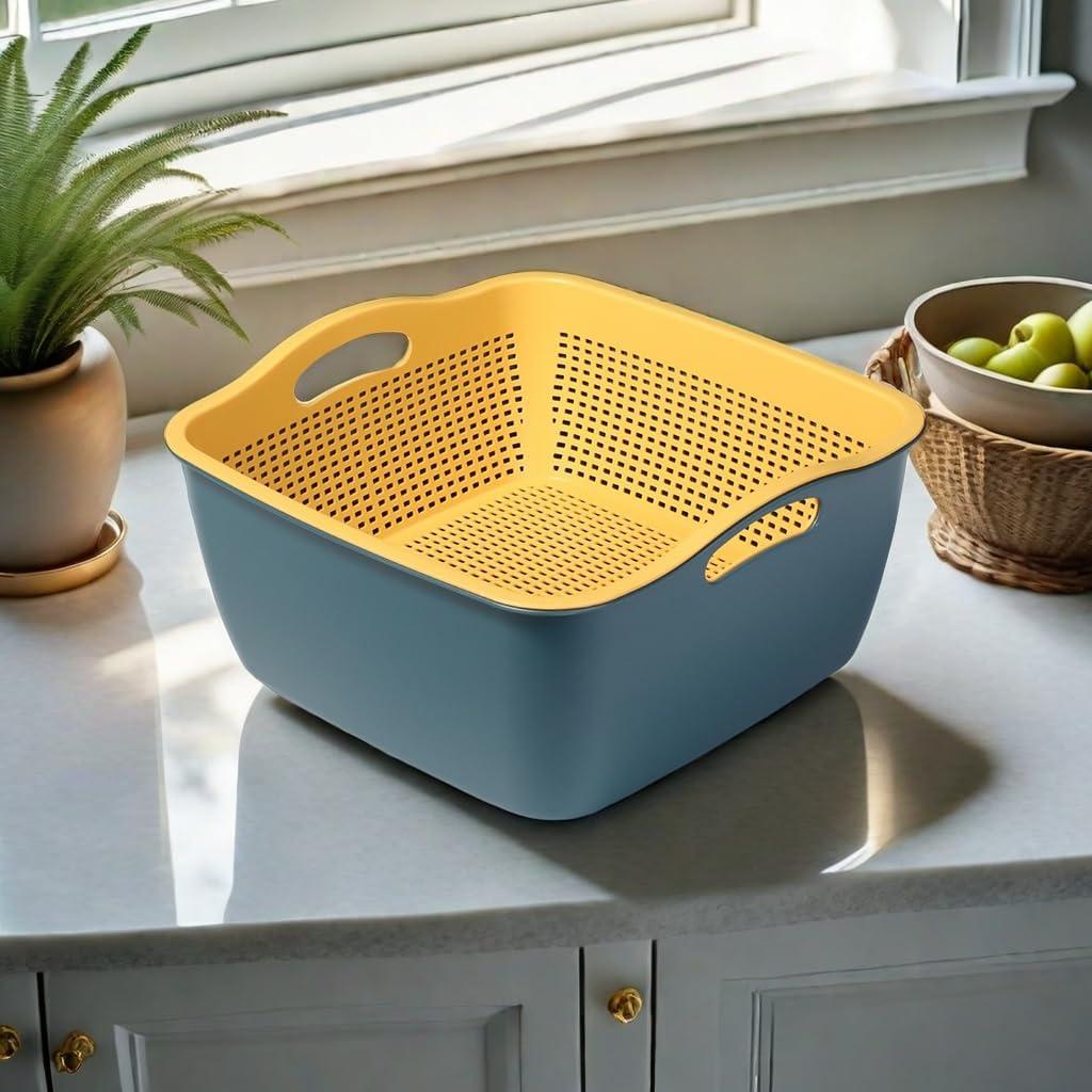Colador de Cocina McLLinzo 2 en 1 Grande Azul/Amarillo