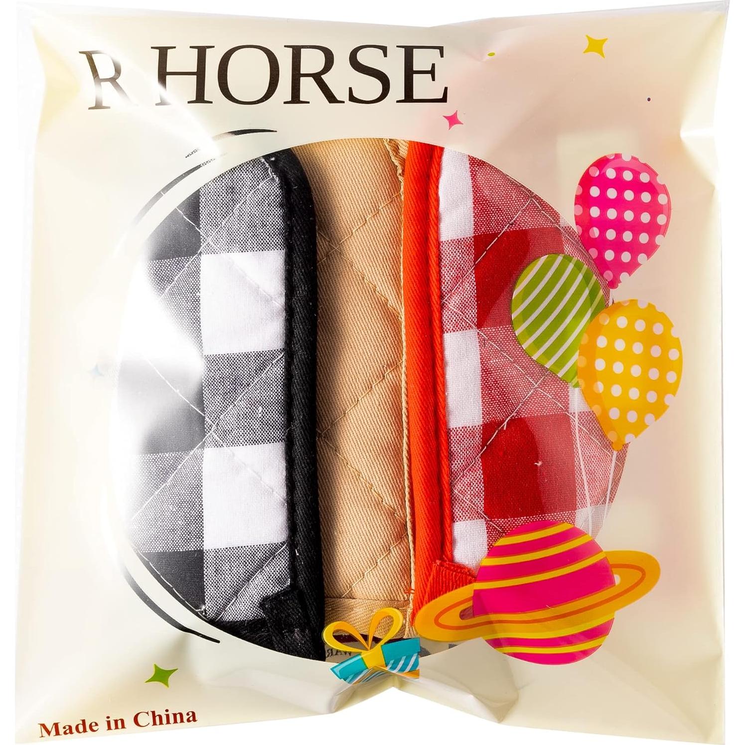 6 Fundas de Mango Caliente R CABALLO Algodón Resistentes al Calor