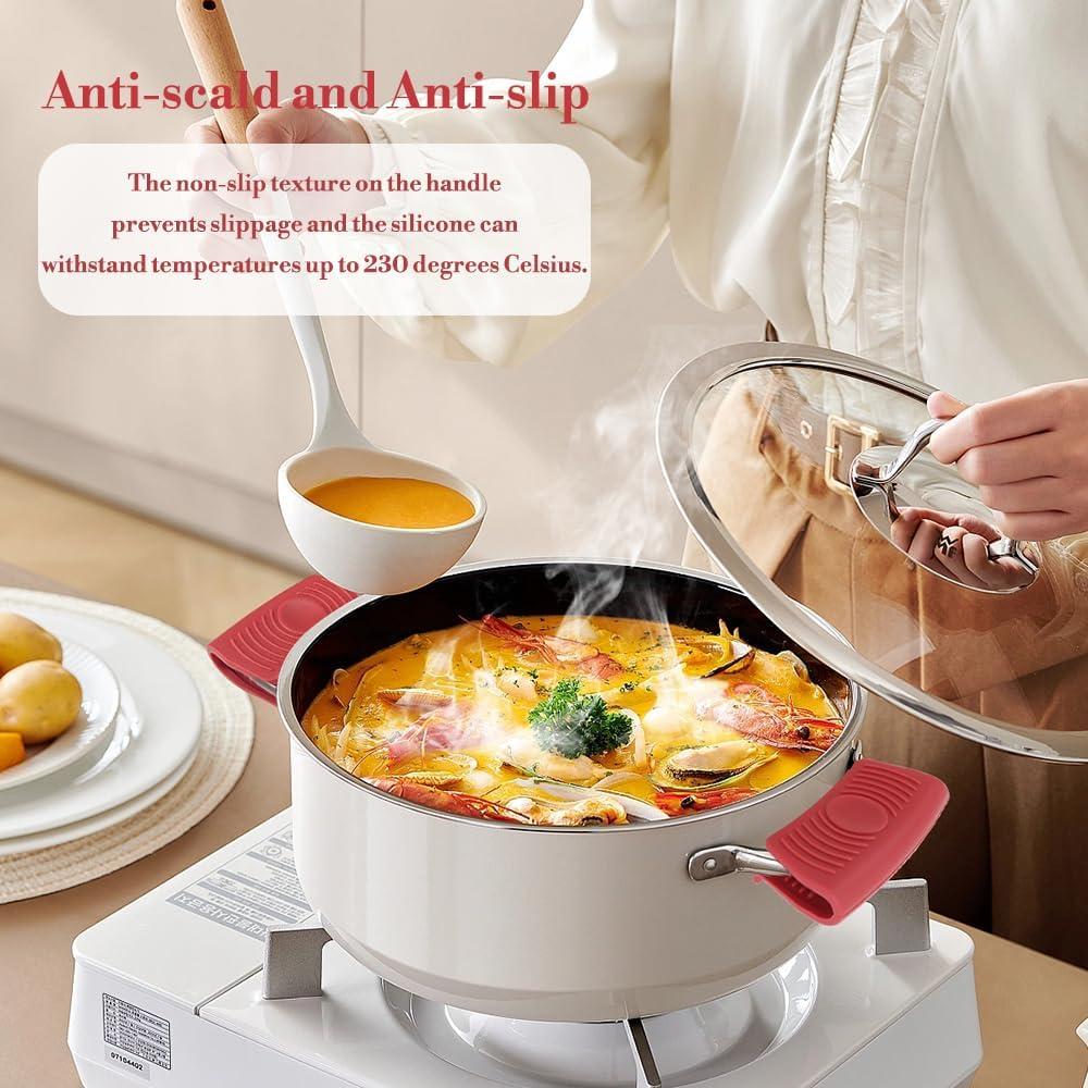 Cubiertas de Mango de Silicona Slergut 4 Piezas Rojo Antideslizantes