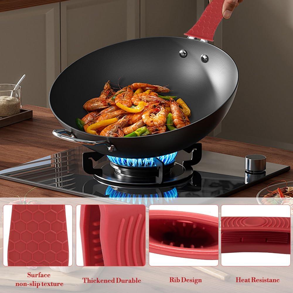 Cubiertas de Mango de Silicona Slergut 4 Piezas Rojo Antideslizantes