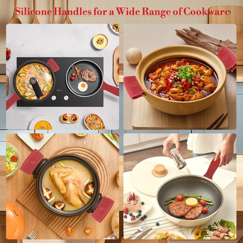 Cubiertas de Mango de Silicona Slergut 4 Piezas Rojo Antideslizantes