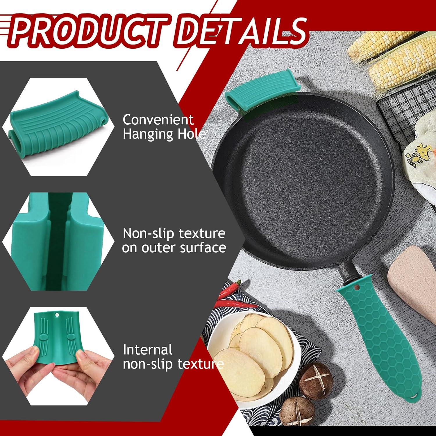 Cubiertas de Mango de Olla HARSKIYER 3 Piezas Verde Antideslizante