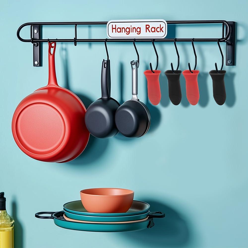 Cubiertas de Mango de Silicona Fiocloina 4 Piezas Rojo Negro