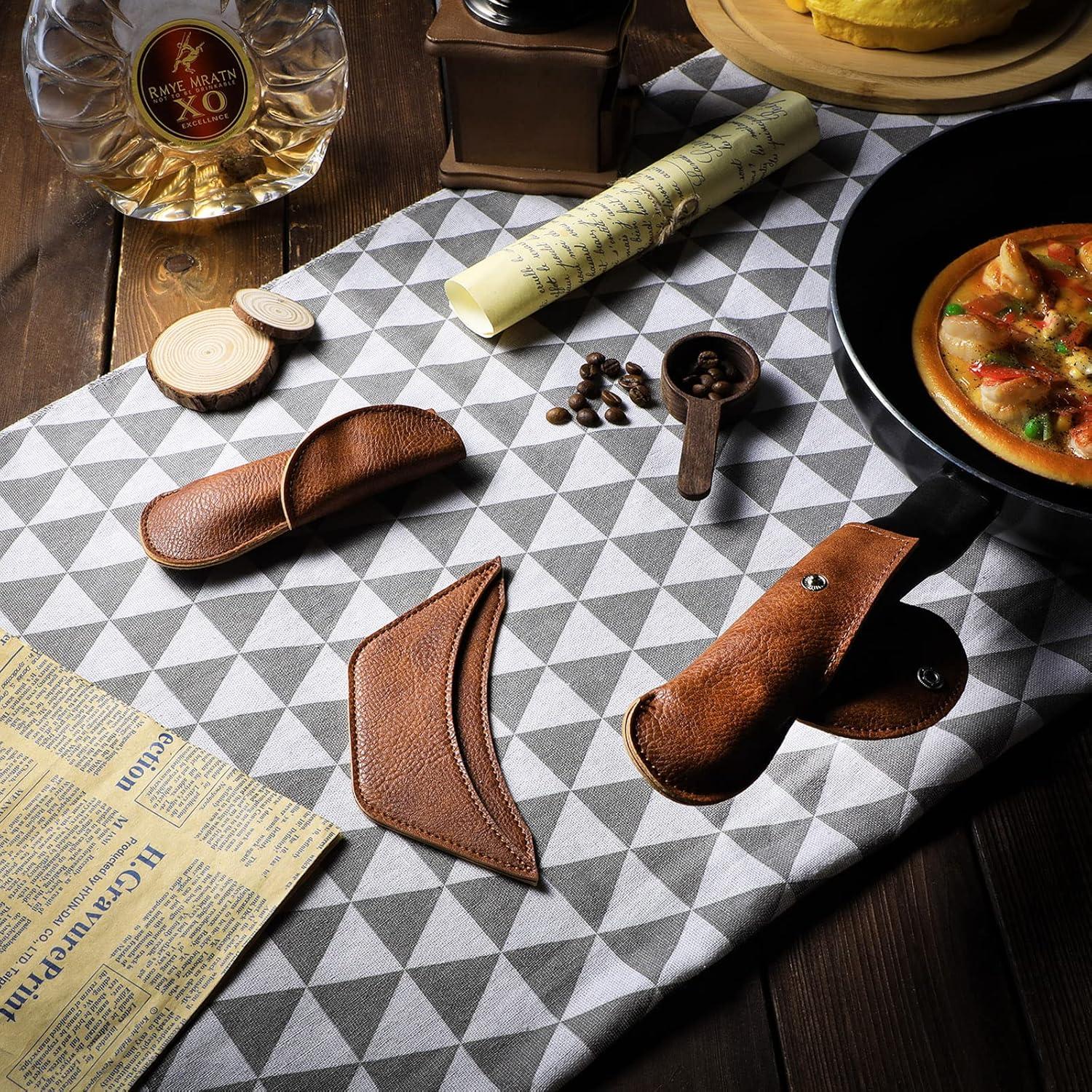 Soportes de Mango de Cuero PU Saintrygo 6 Piezas Antideslizantes