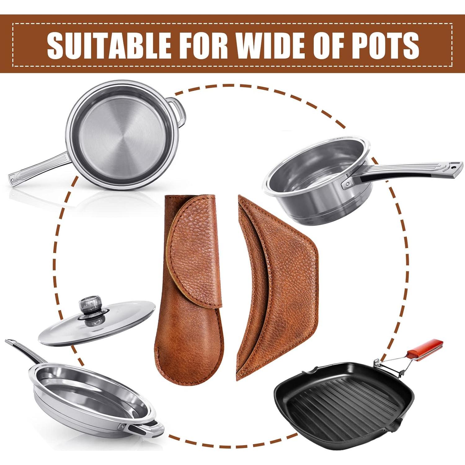 Soportes de Mango de Cuero PU Saintrygo 6 Piezas Antideslizantes