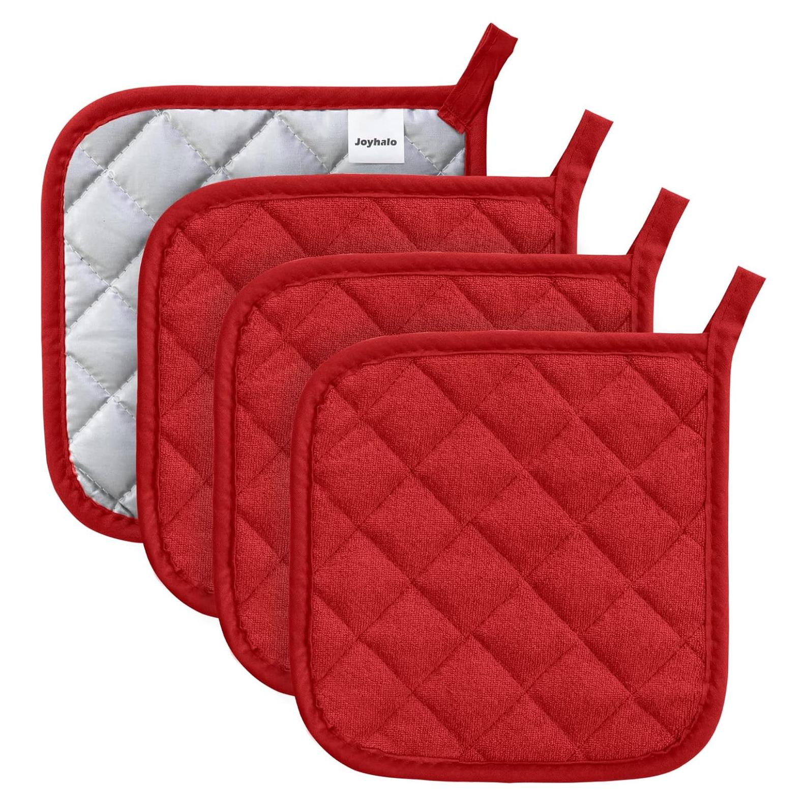 Agarraderas Resistentes al Calor Joyhalo - 4 Piezas Rojas