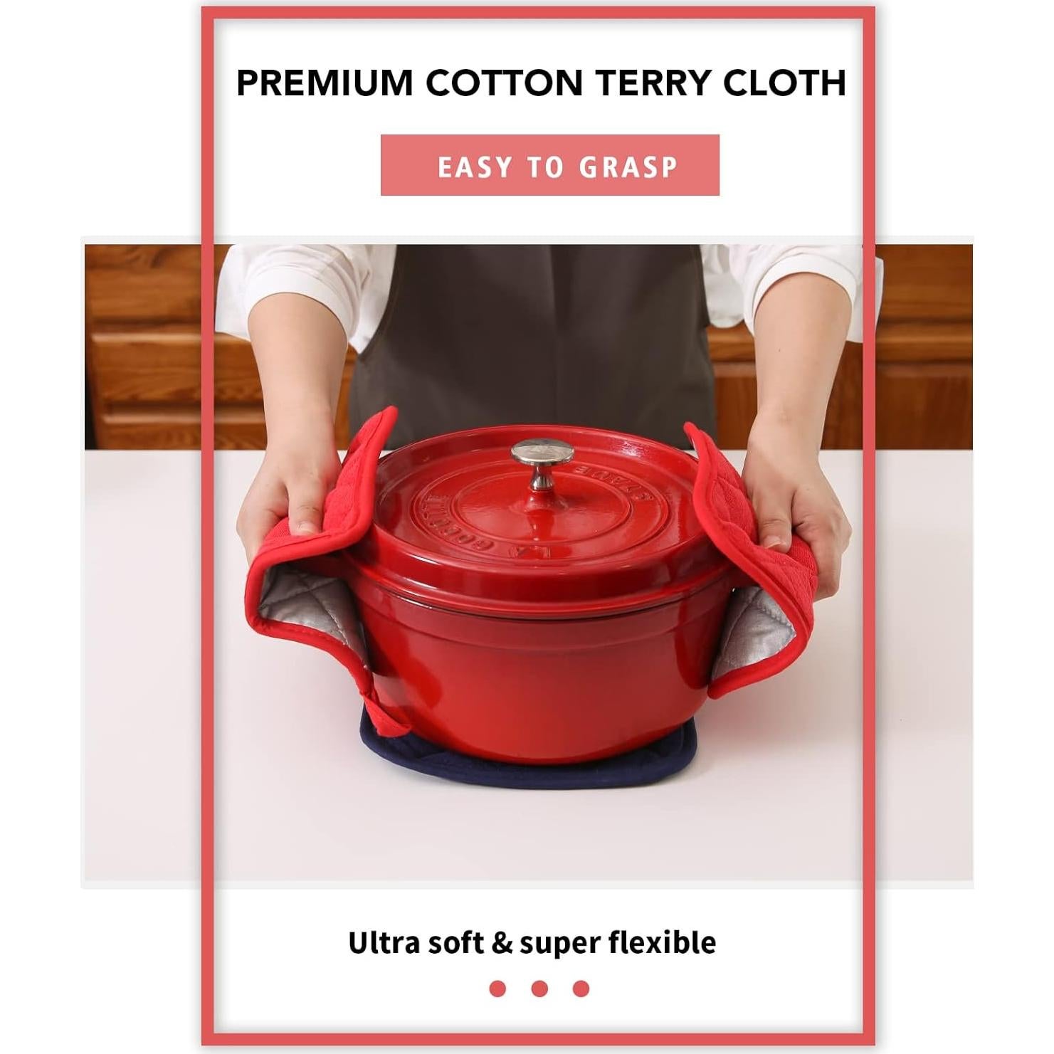 Agarraderas Resistentes al Calor Joyhalo - 4 Piezas Rojas