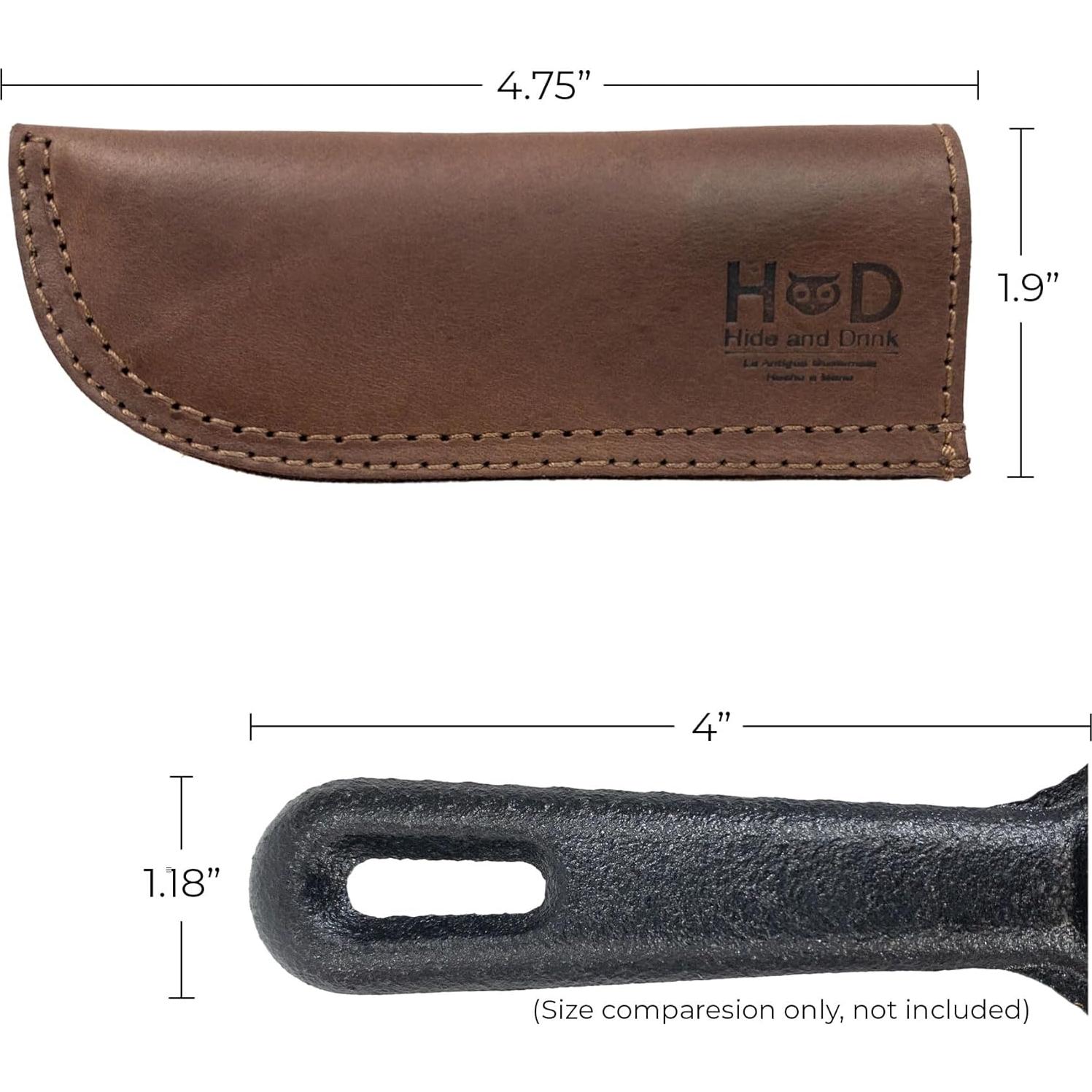 Soporte de Mango de Cuero Rústico Hide & Drink 10.16 cm