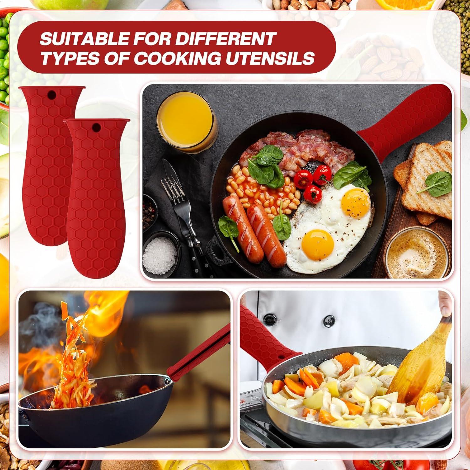 Funda de Mango de Silicona Patelai 2 Piezas Rojo Antideslizante