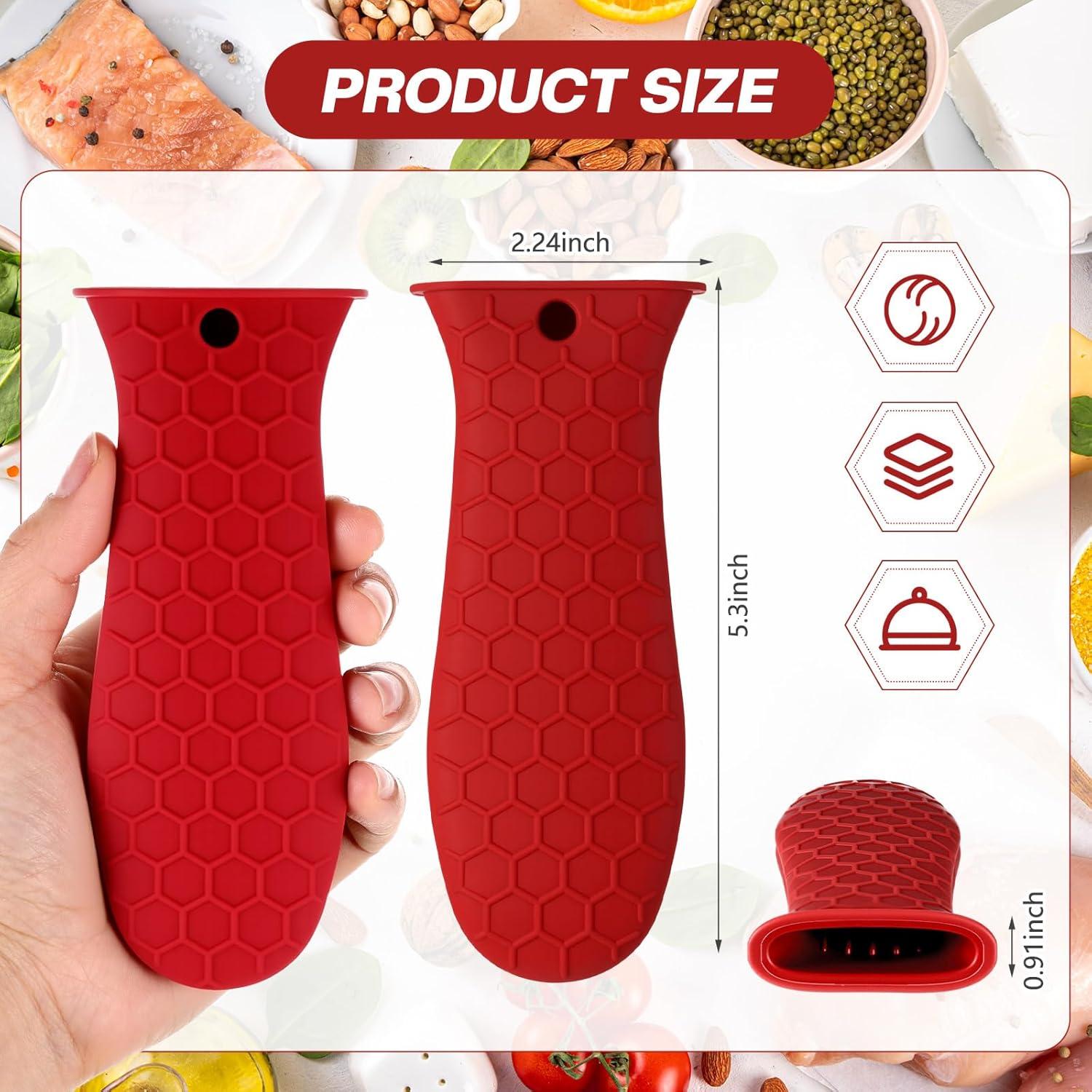 Funda de Mango de Silicona Patelai 2 Piezas Rojo Antideslizante